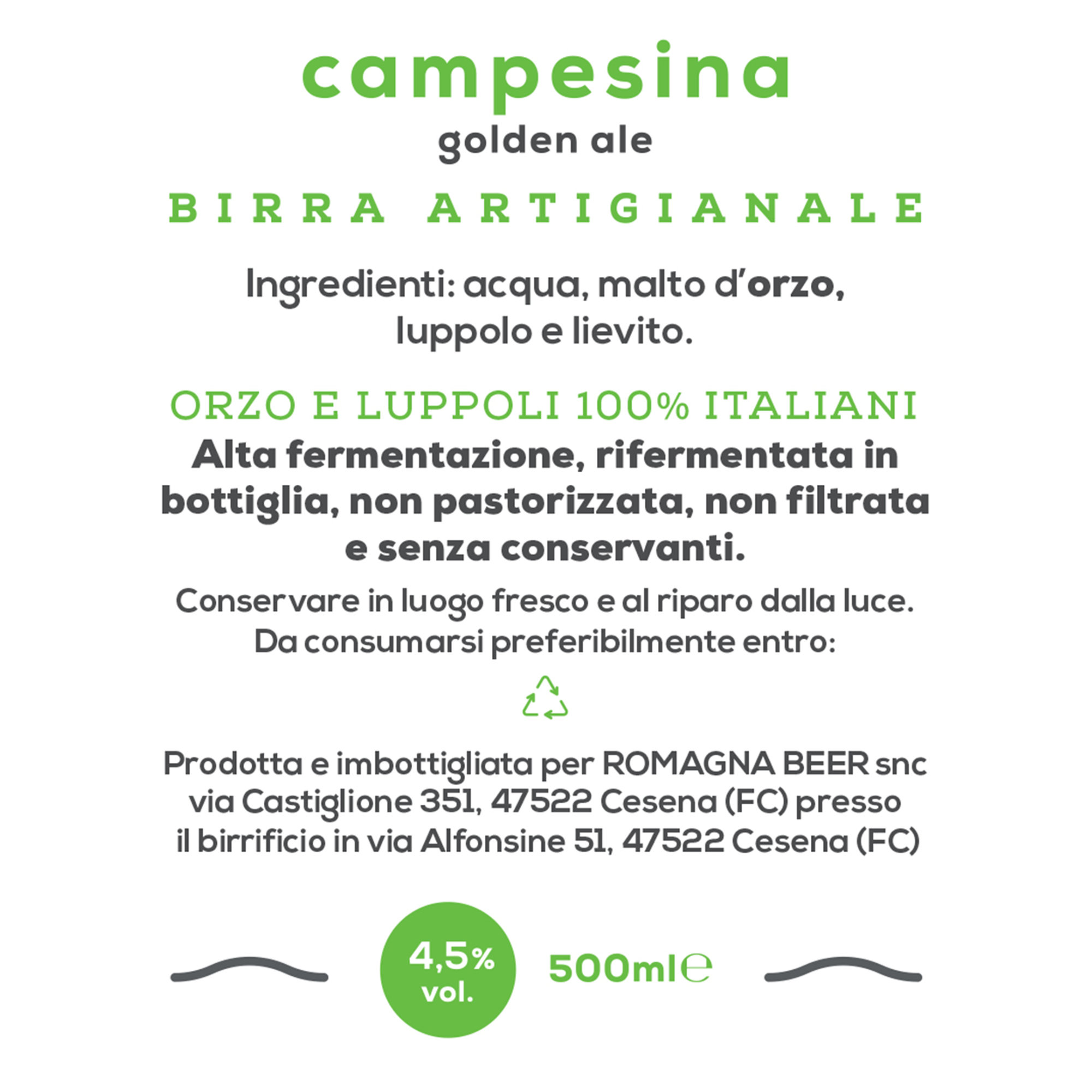 4 bottiglie -Birra Artigianale “Campesina” 50 Cl Marialti vista1