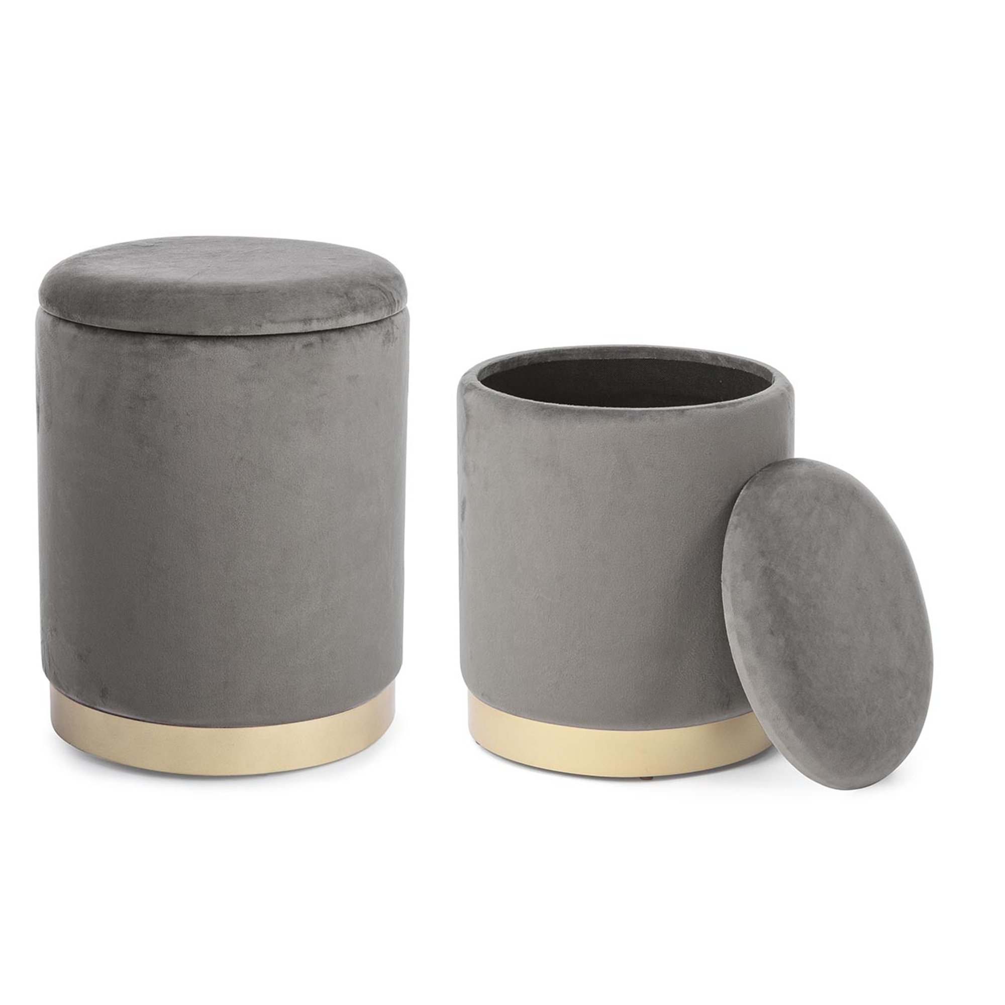 Set da 2 pouf contenitore Polina grigio Tendenza black vista1