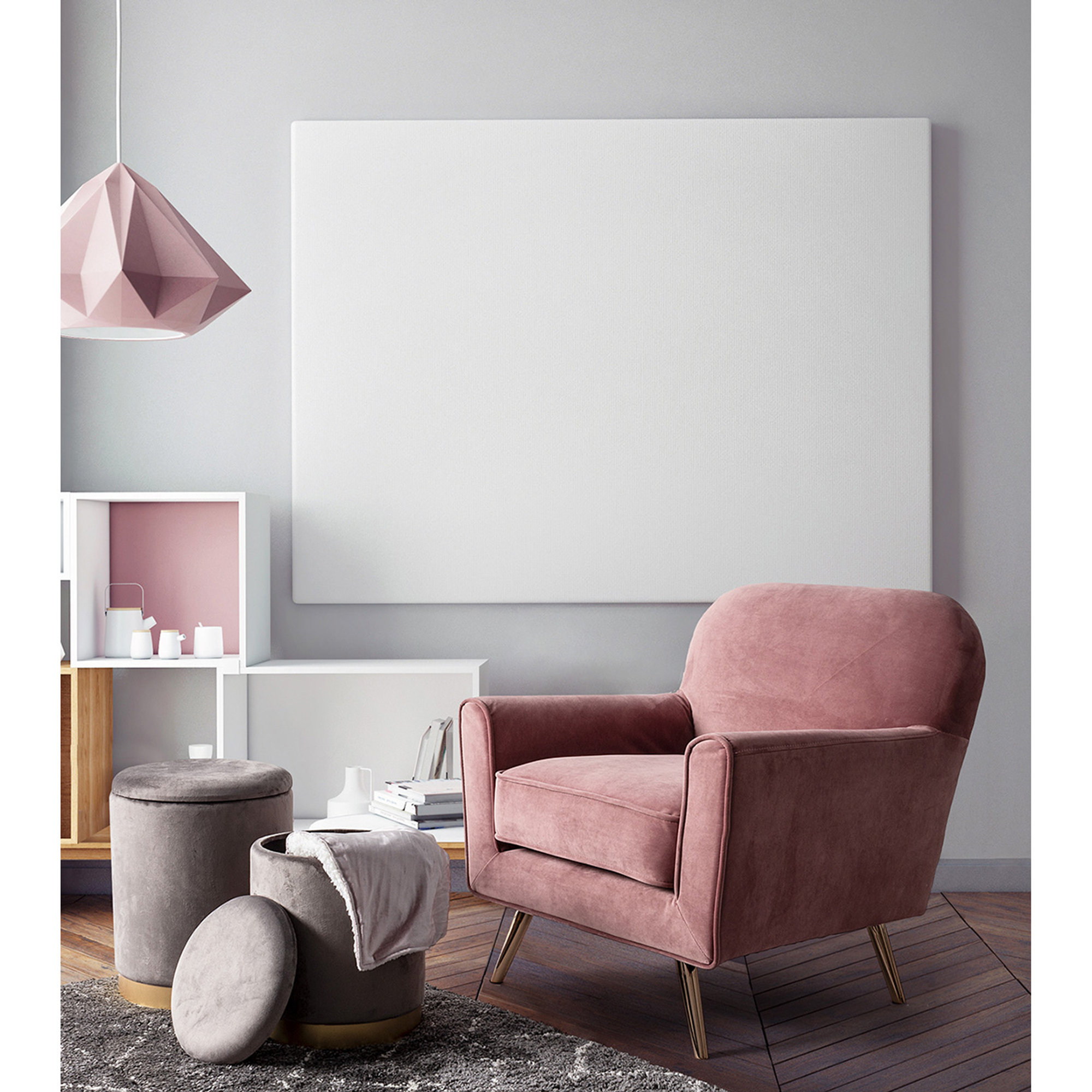 Set da 2 pouf contenitore Polina grigio Tendenza black vista2