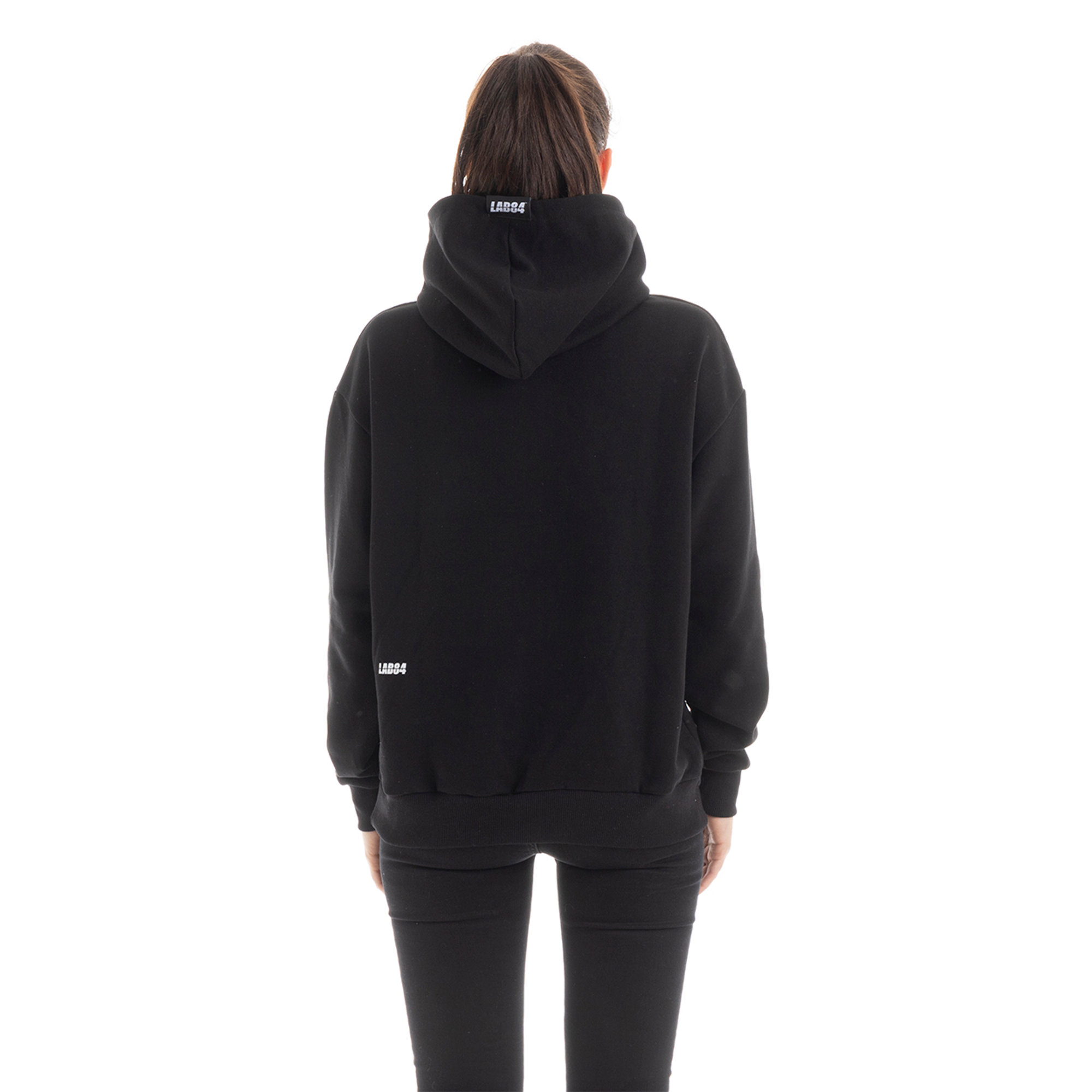 Felpa con cappuccio LAB84 unisex nera LAB84 vista4