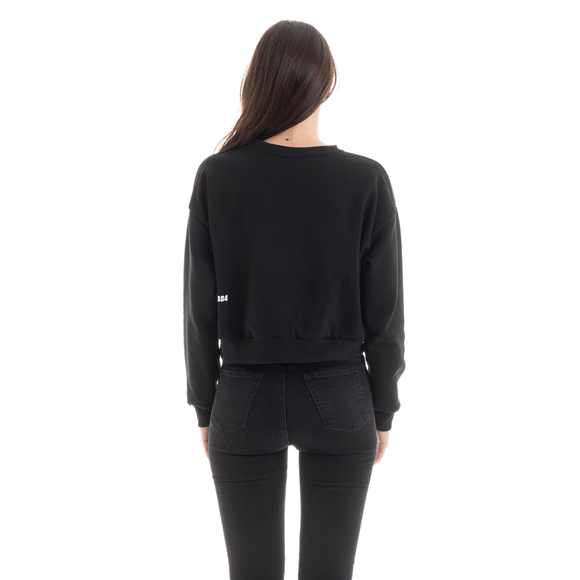 Felpa LAB84 Top crop nera LAB84 vista3