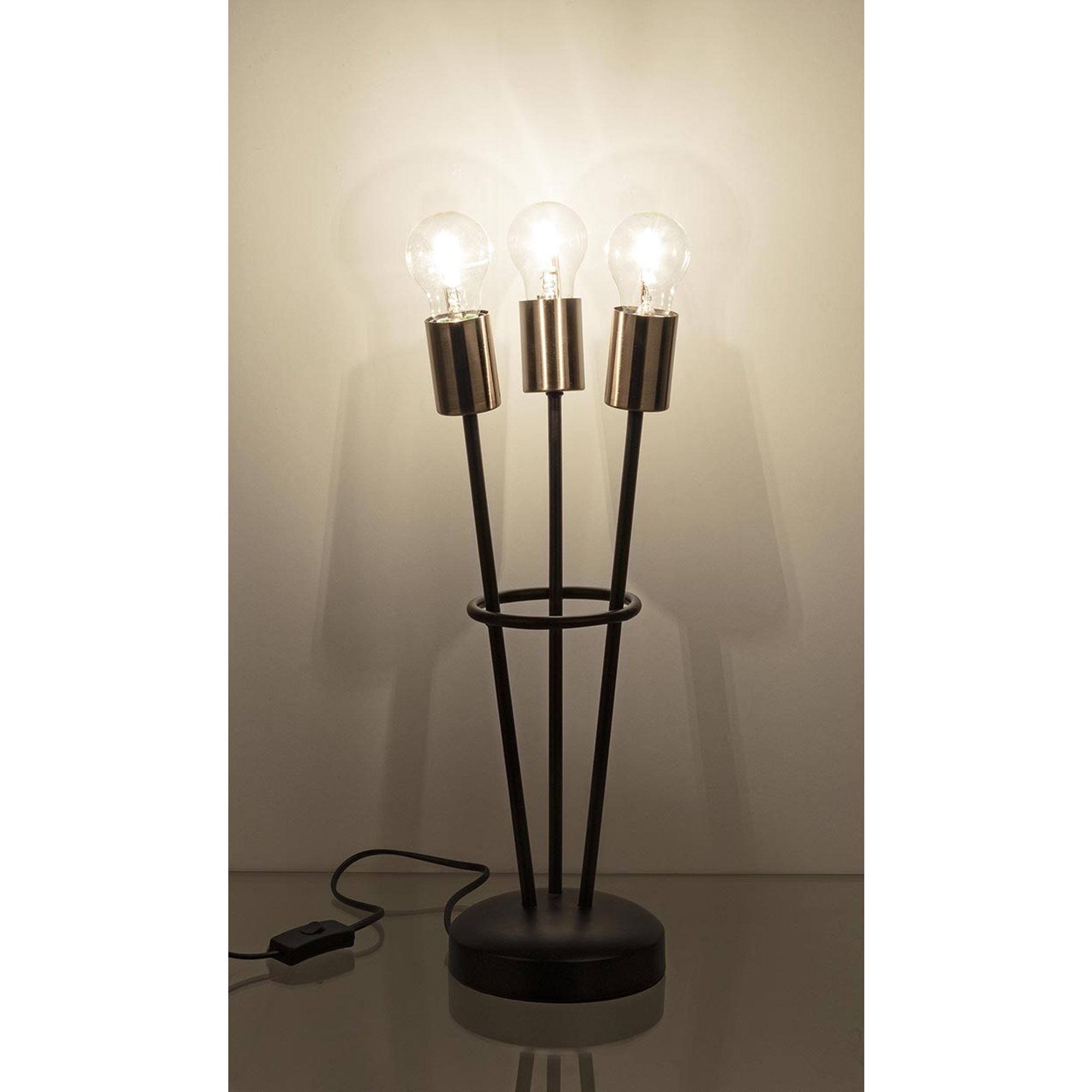 Set da 2 - Lampada da tavolo Fiaccola 3 luci nero h45 Tendenza black vista2