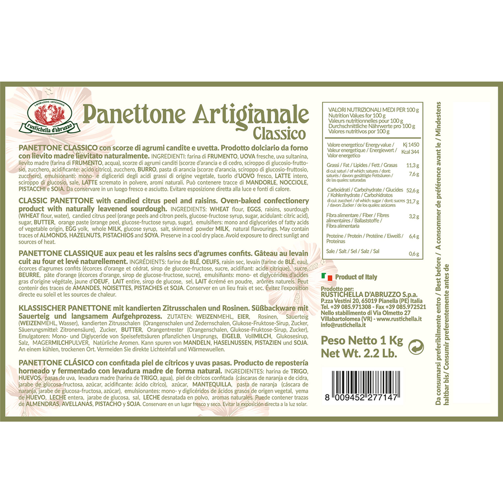 Panettone Artigianale Limited Edition 1 kg Rustichella Abruzzo-obso vista1