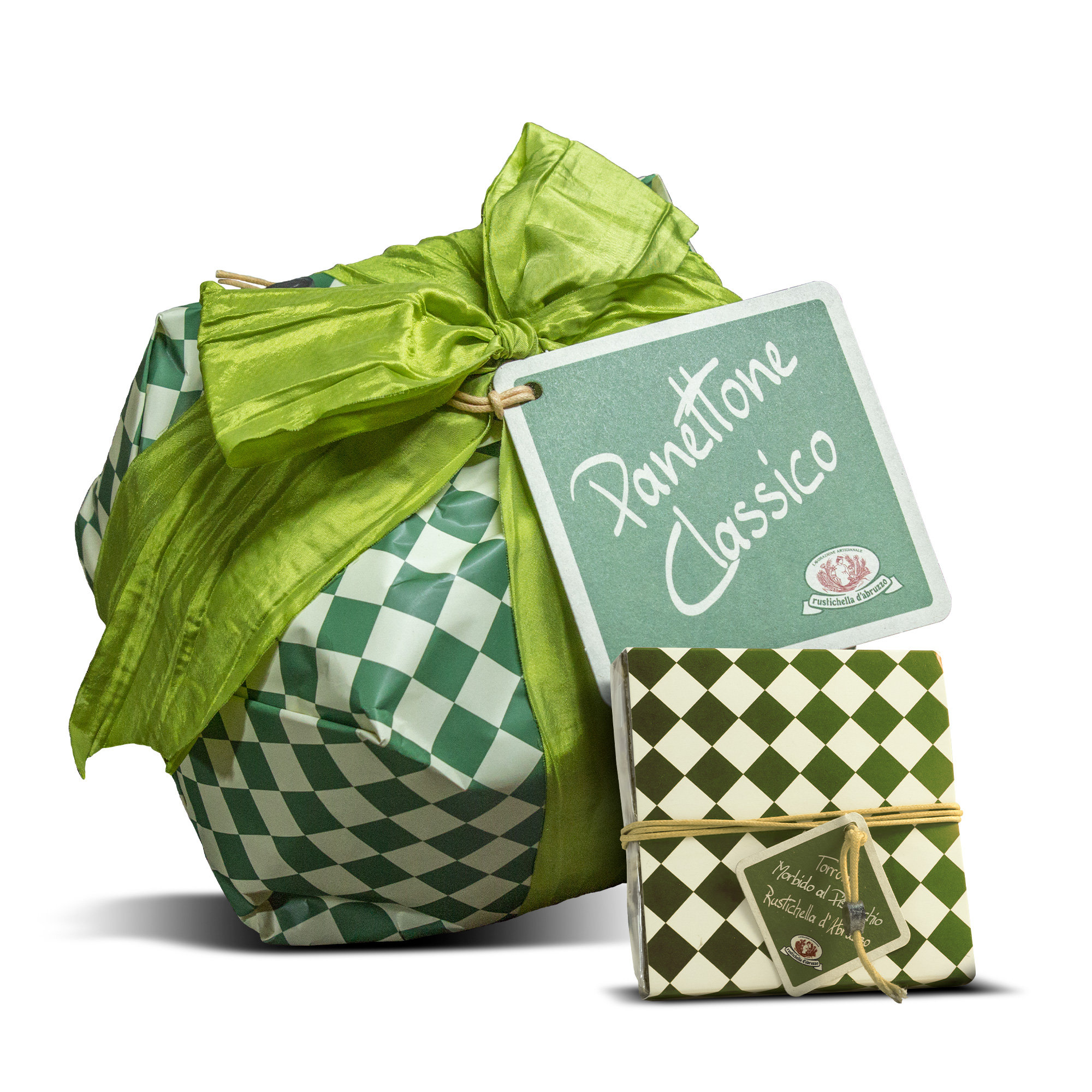 Panettone Artigianale 1 kg - Torrone Bianco al pistacchio 200 gr Rustichella d'Abruzzo vista0