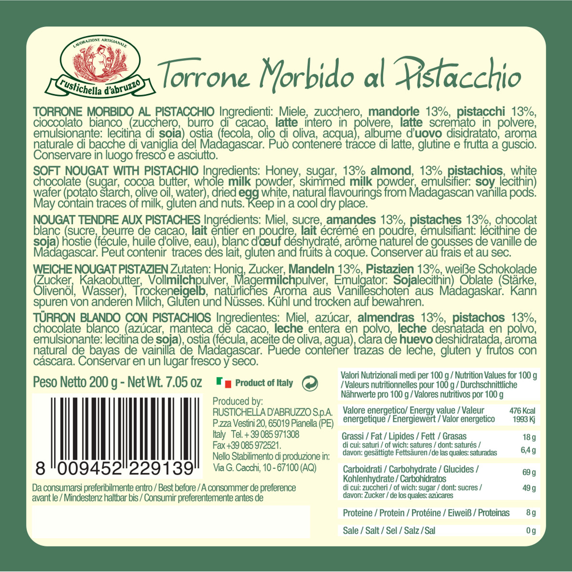 Panettone Artigianale 1 kg - Torrone Bianco al pistacchio 200 gr Rustichella d'Abruzzo vista3