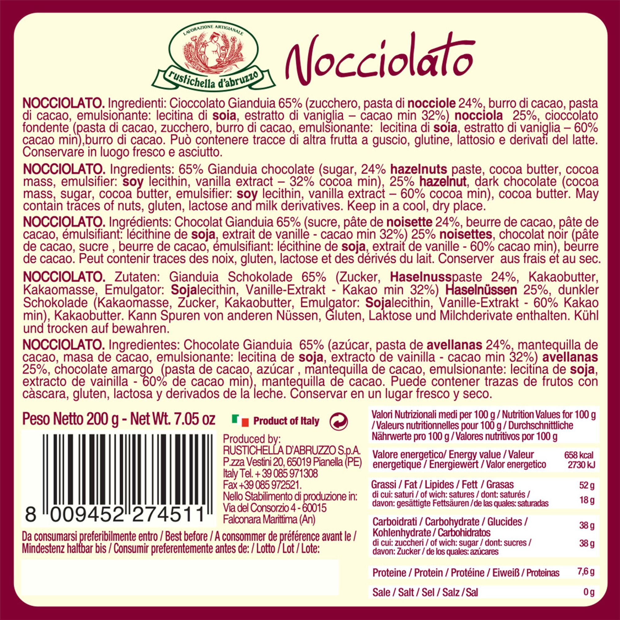 Pandoro artigianale 1 kg - Torrone Nocciolato 200 gr Rustichella d'Abruzzo vista3