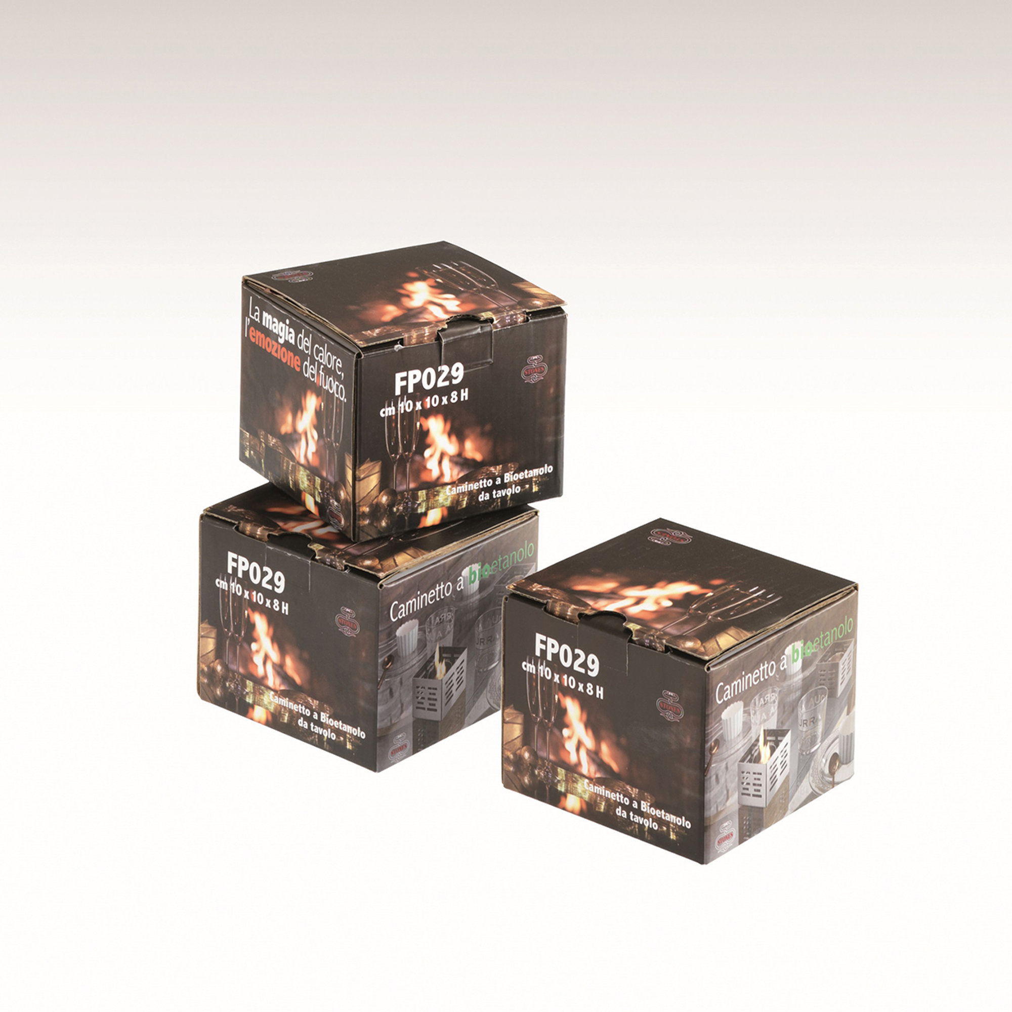 Set di 3 biocamini da tavolo, cromo Stones Arredamenti vista3