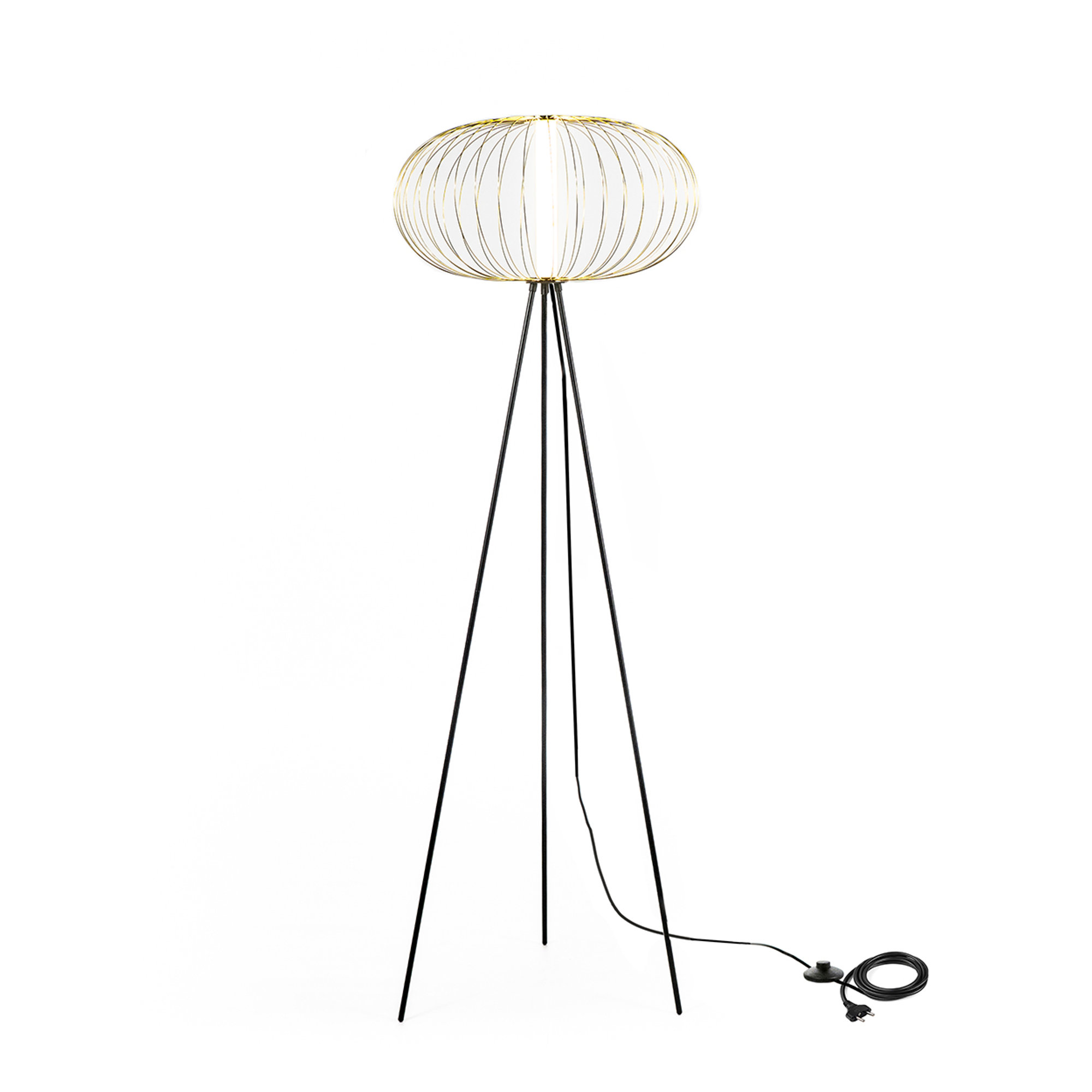 Lampada da terra LED, ottone/nero Stones Arredamenti vista1