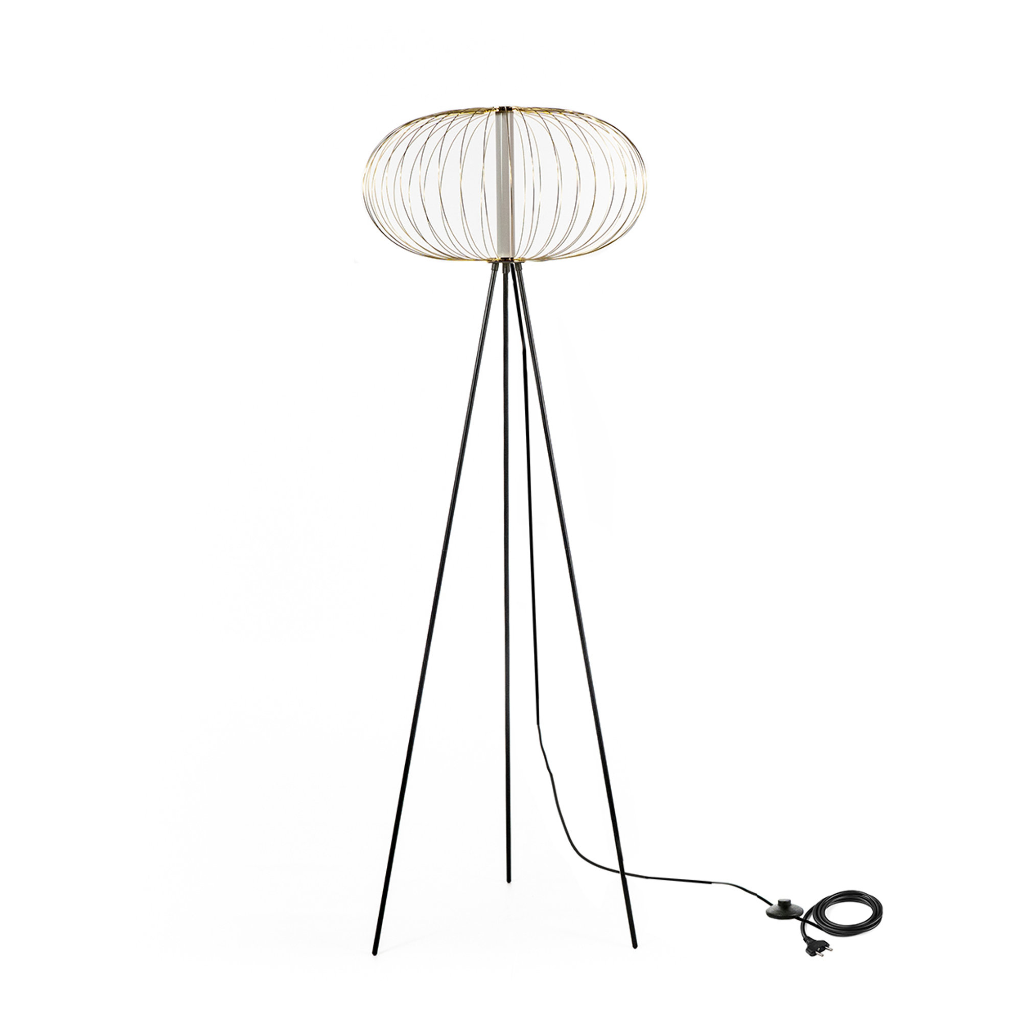 Lampada da terra LED, ottone/nero Stones Arredamenti vista0