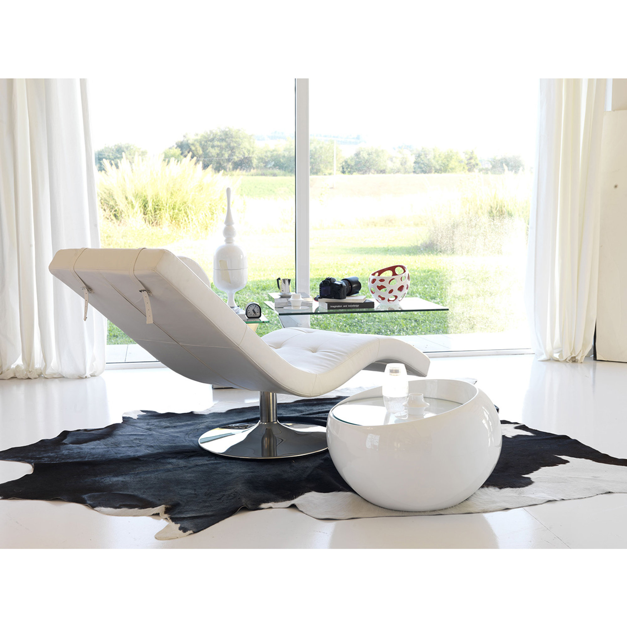 Chaise longue bianco/cromo Stones Arredamenti vista6