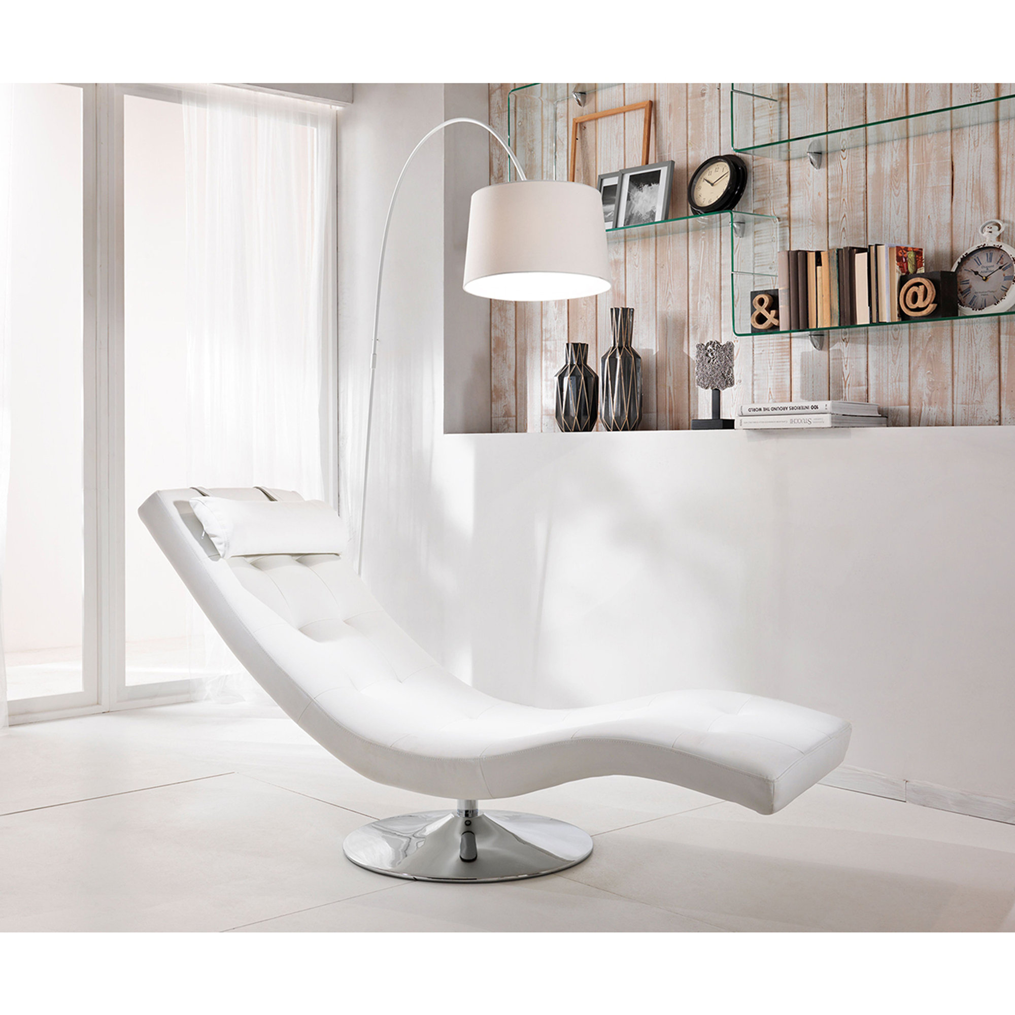 Chaise longue bianco/cromo Stones Arredamenti vista10