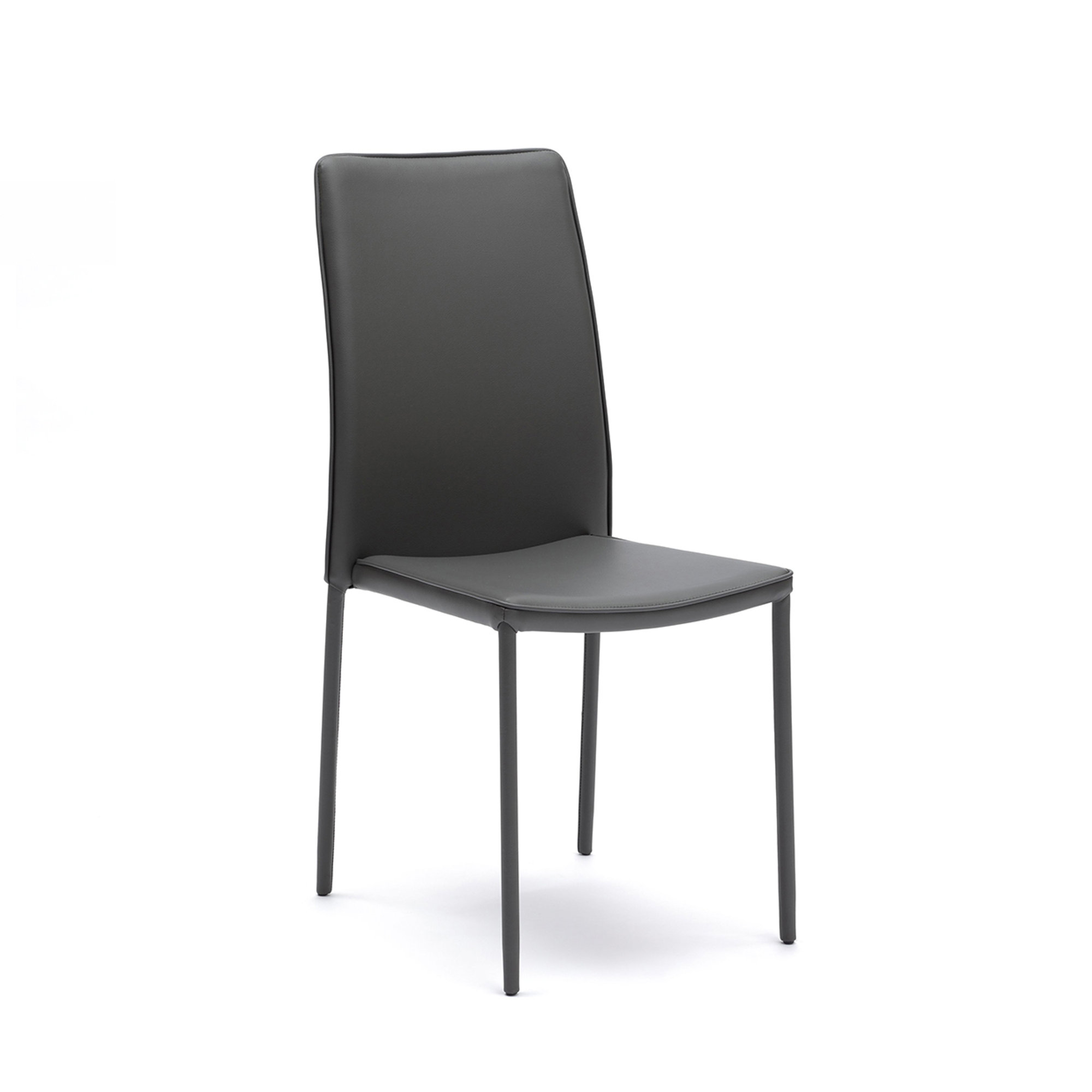 Set 4 sedie in similpelle, grigio scuro Stones Arredamenti vista0