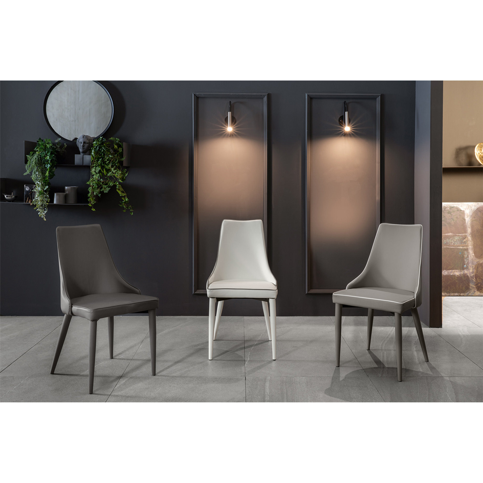 Set 2 sedie in similpelle, grigio scuro Stones Arredamenti vista1