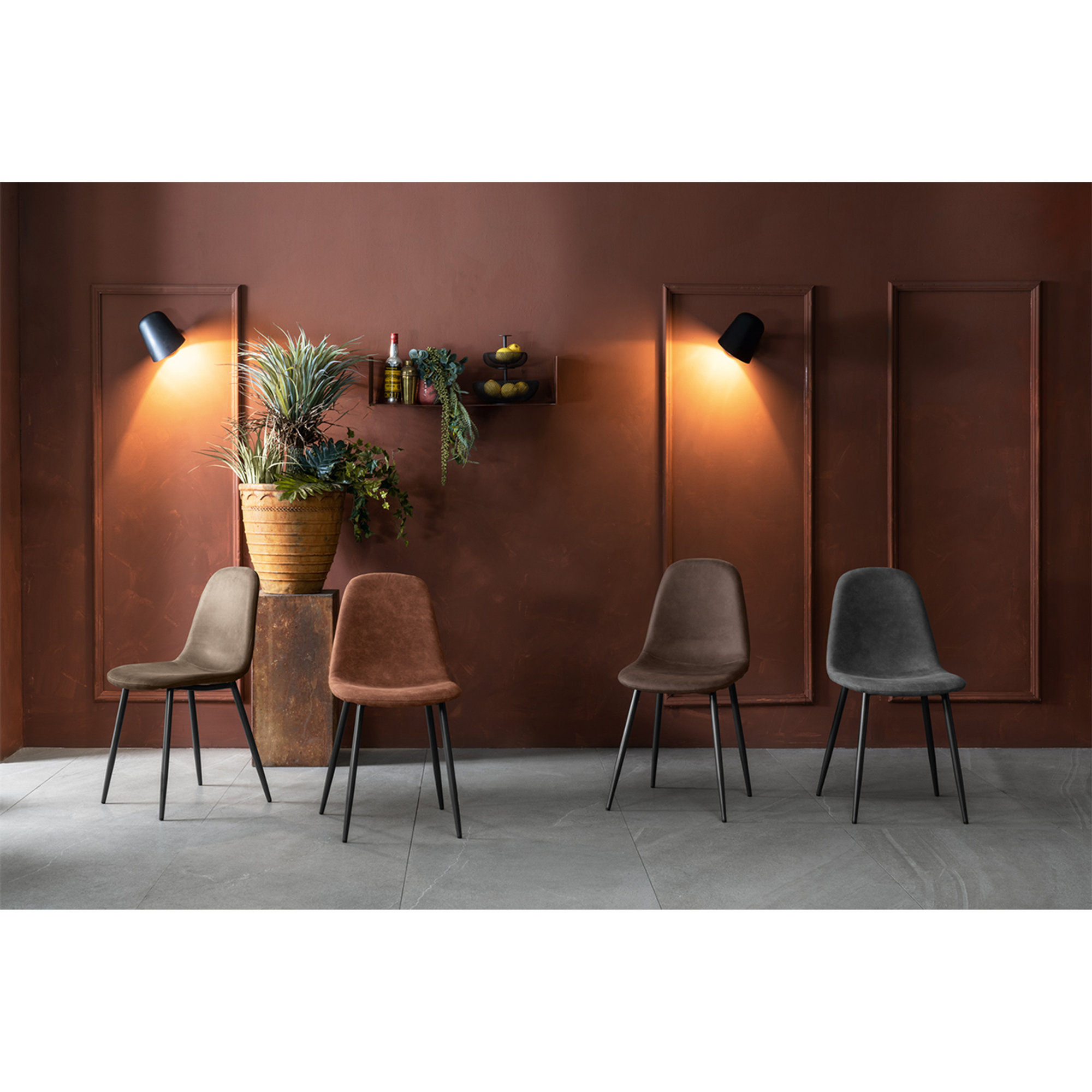 Set 4 sedie in similpelle, moka vintage Stones Arredamenti vista4