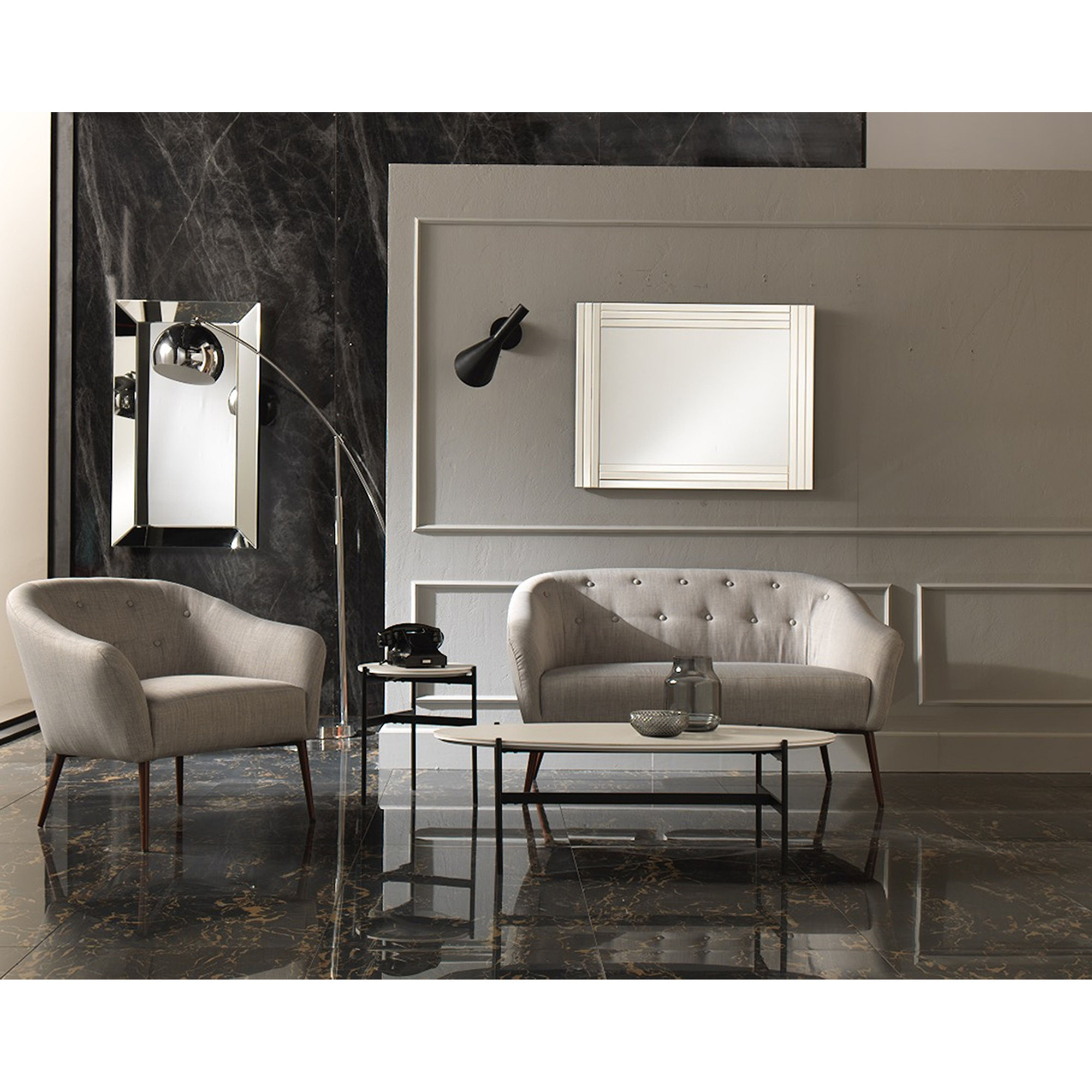 Tavolino (110 x 50 x 35h), grigio/nero Stones Arredamenti vista2