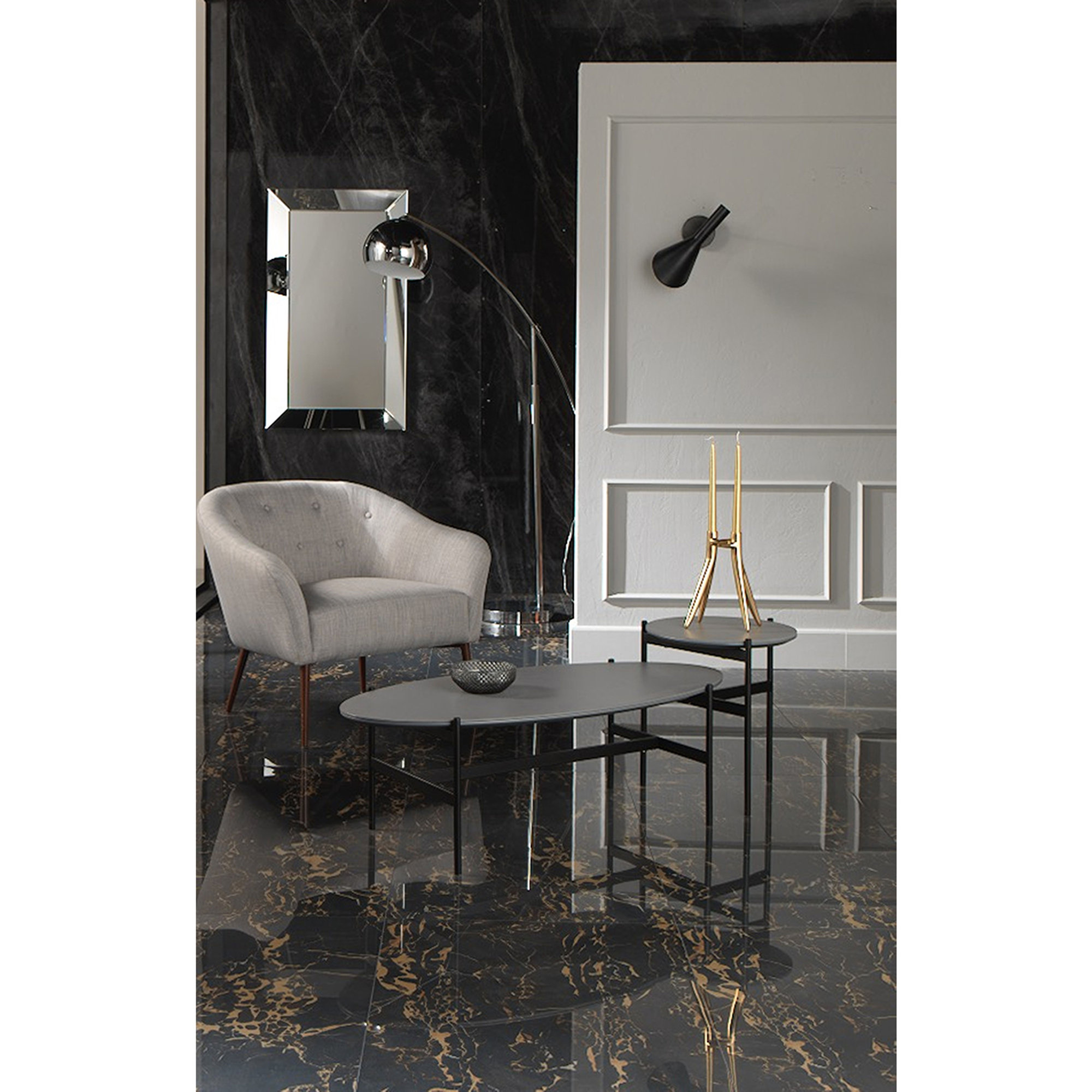 Tavolino (110 x 50 x 35h), grigio/nero Stones Arredamenti vista3