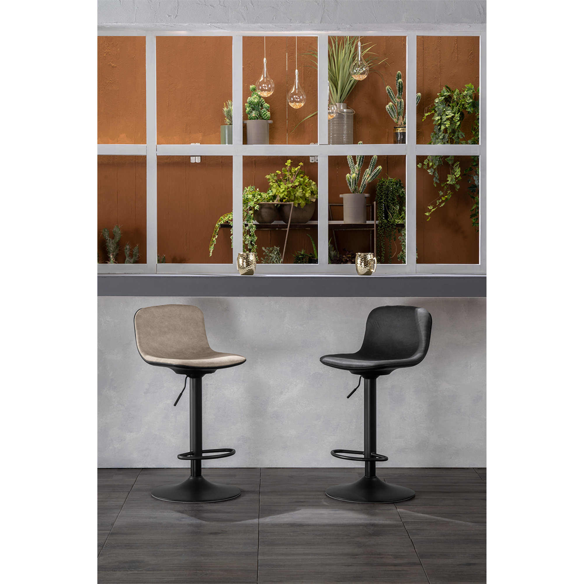 Set 2 sgabelli in microfibra, grigio/nero Stones Arredamenti vista7