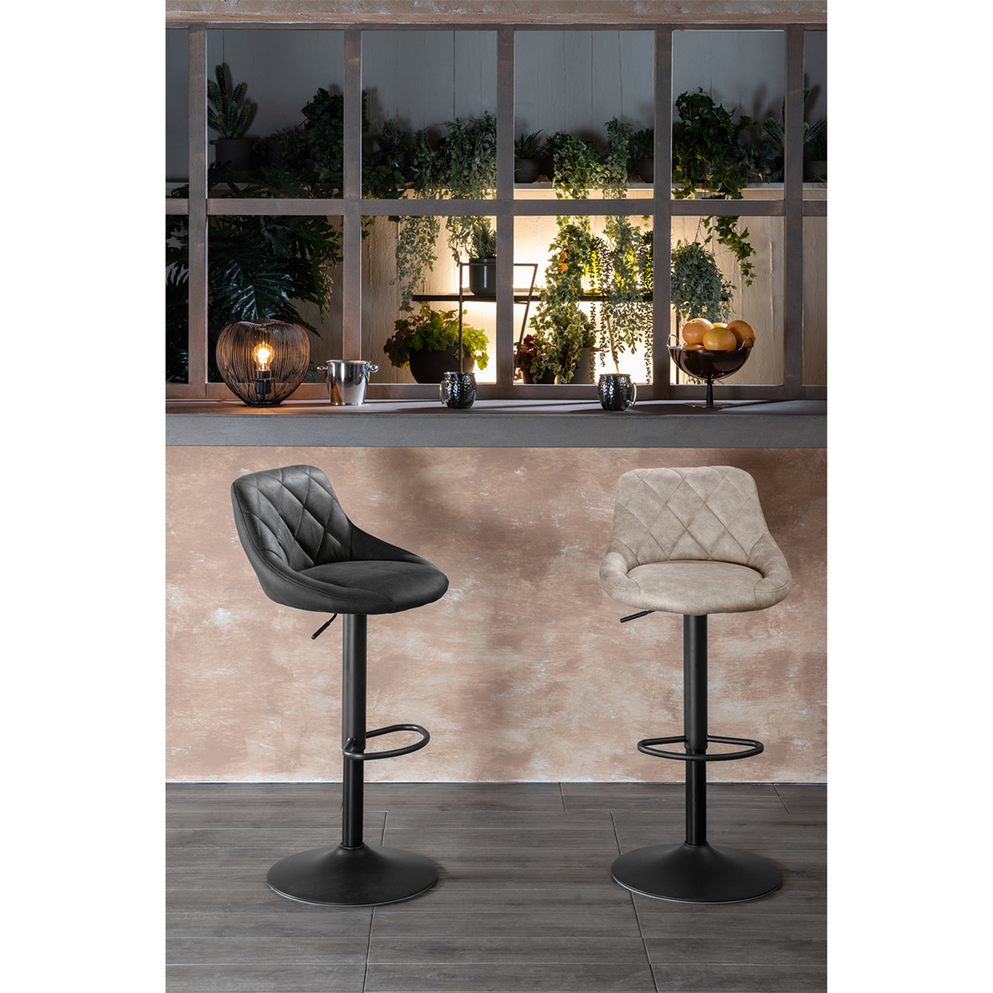 Set 2 sgabelli in microfibra, beige/nero Stones Arredamenti vista7