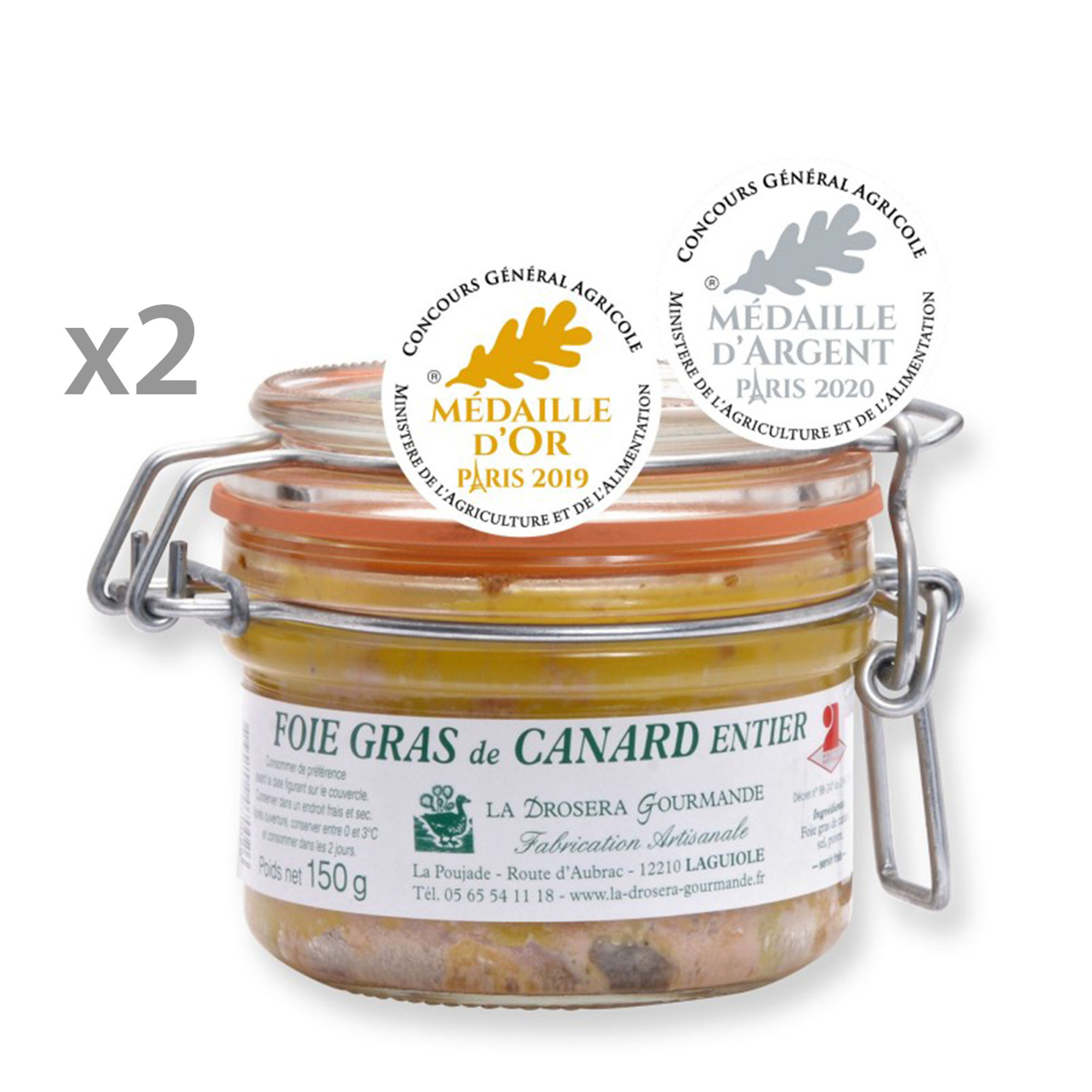 2 vasetti 150 gr - Foie Gras d'anatra intero La Drosera Gourmande vista0
