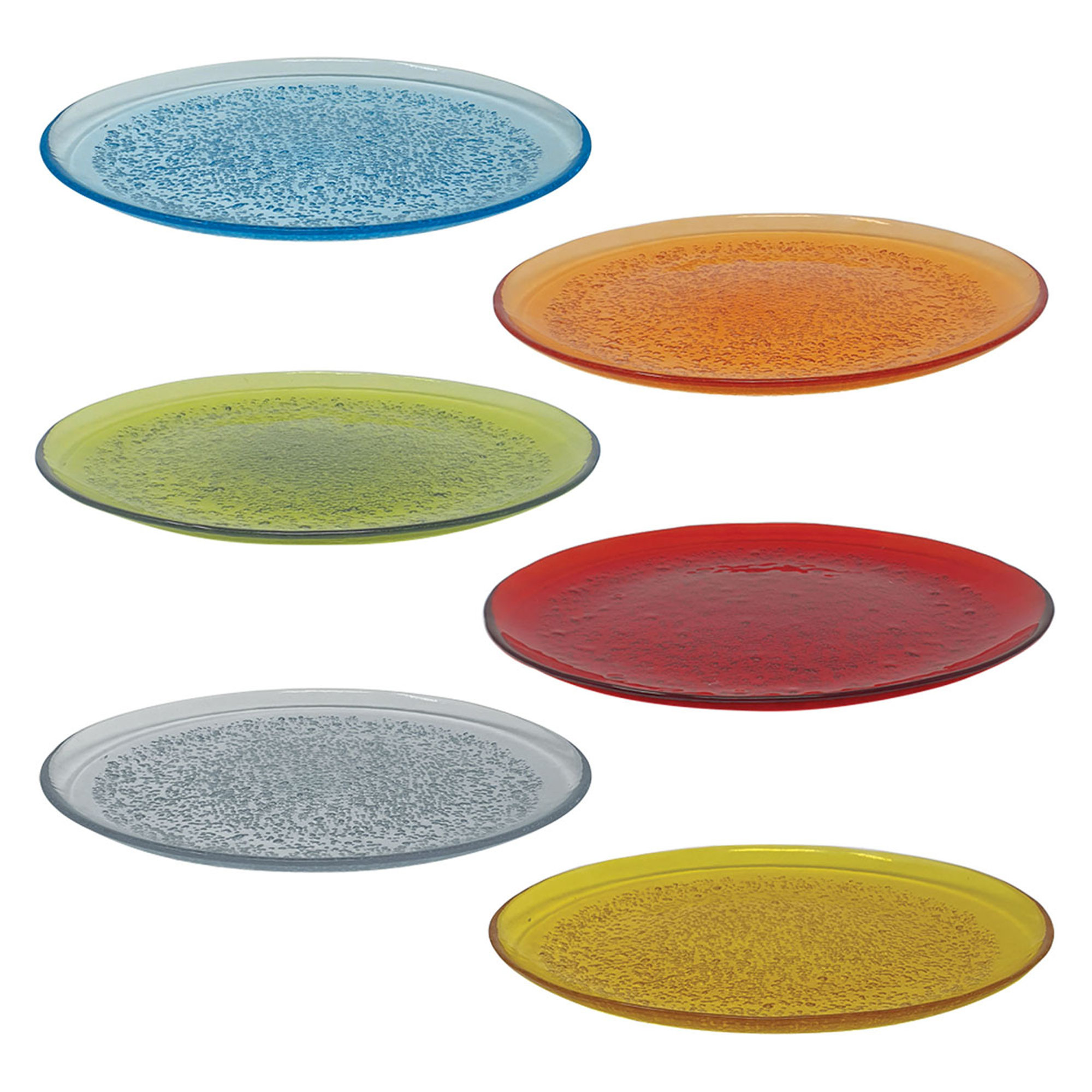 Set 6 piatti piani Bubbles diam.27.5, assortiti Onlylux vista0