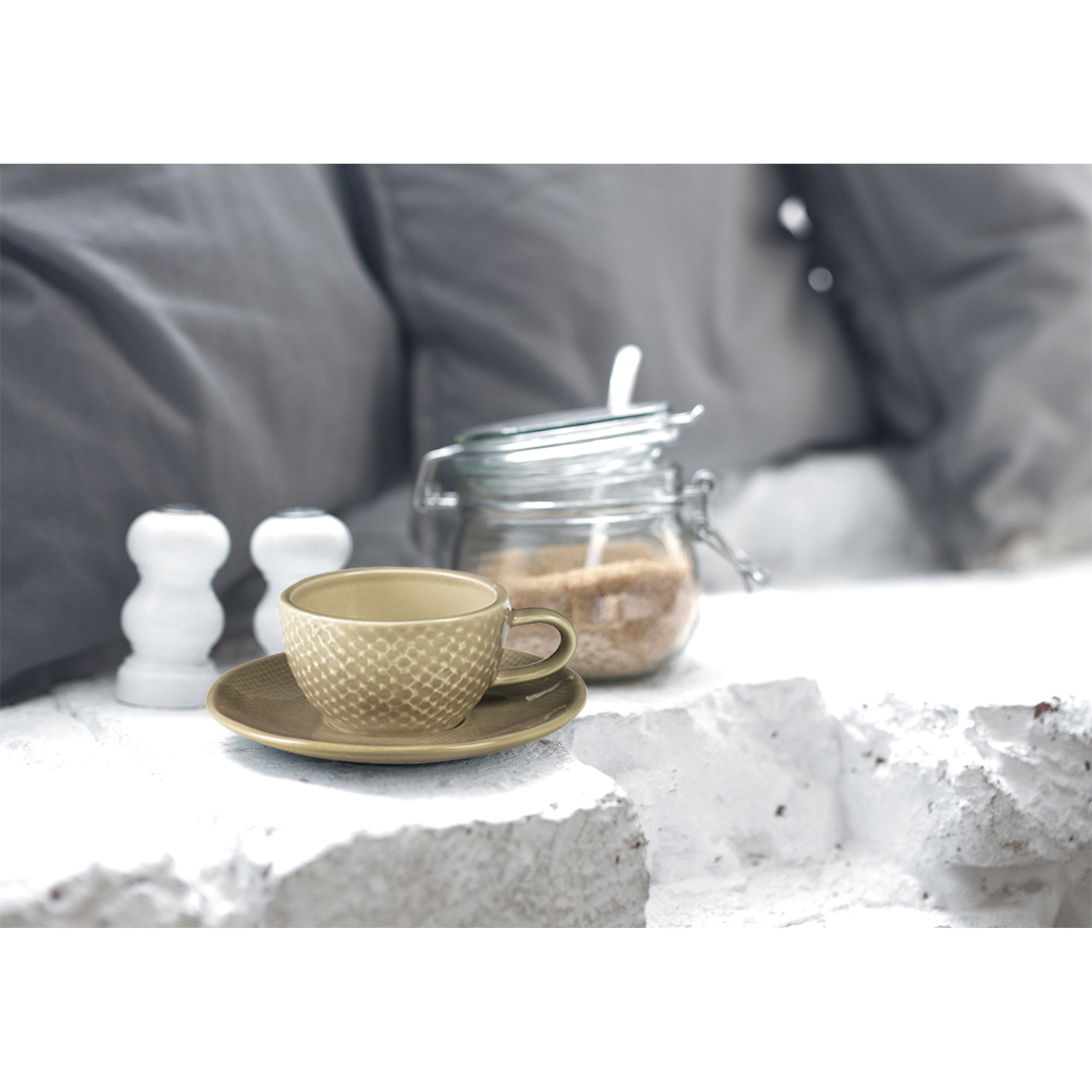 Set 6 tazzine con piattino Trame 30 cl, crema Onlylux vista2