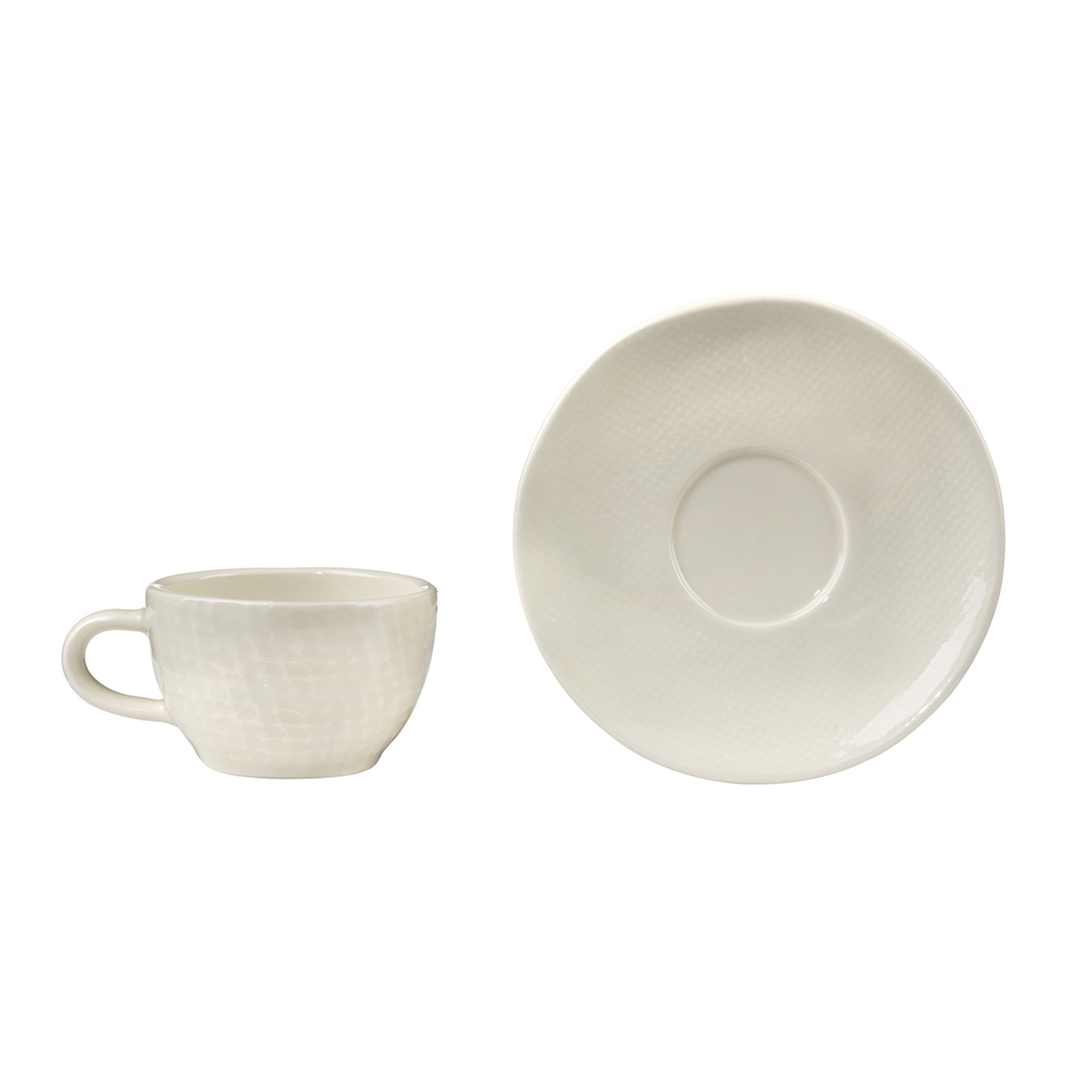 Set 6 tazzine con piattino Trame 30 cl, crema Onlylux vista1