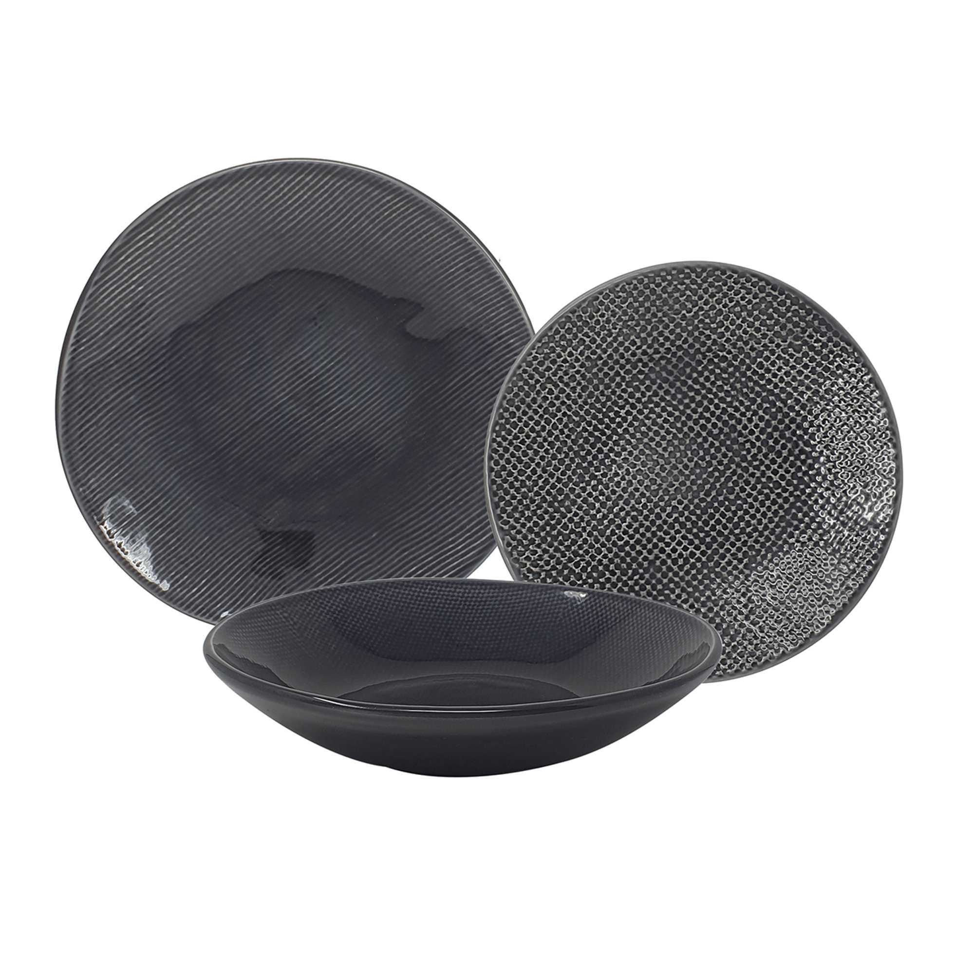 Set 6 piattini per dolce Trame 23, fumo di londra Onlylux vista1