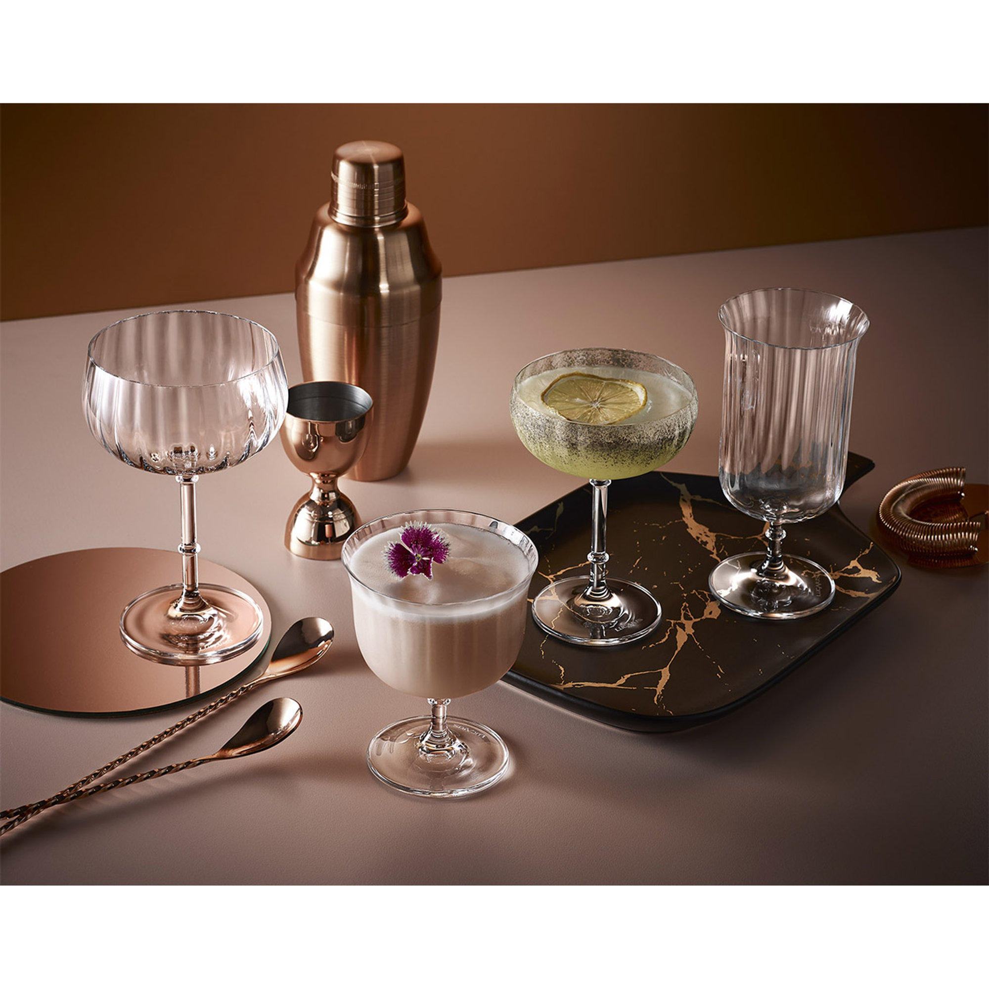 Set di 2 bicchieri Cerchi Orient Saucer 205 ml, trasparente Onlylux vista1