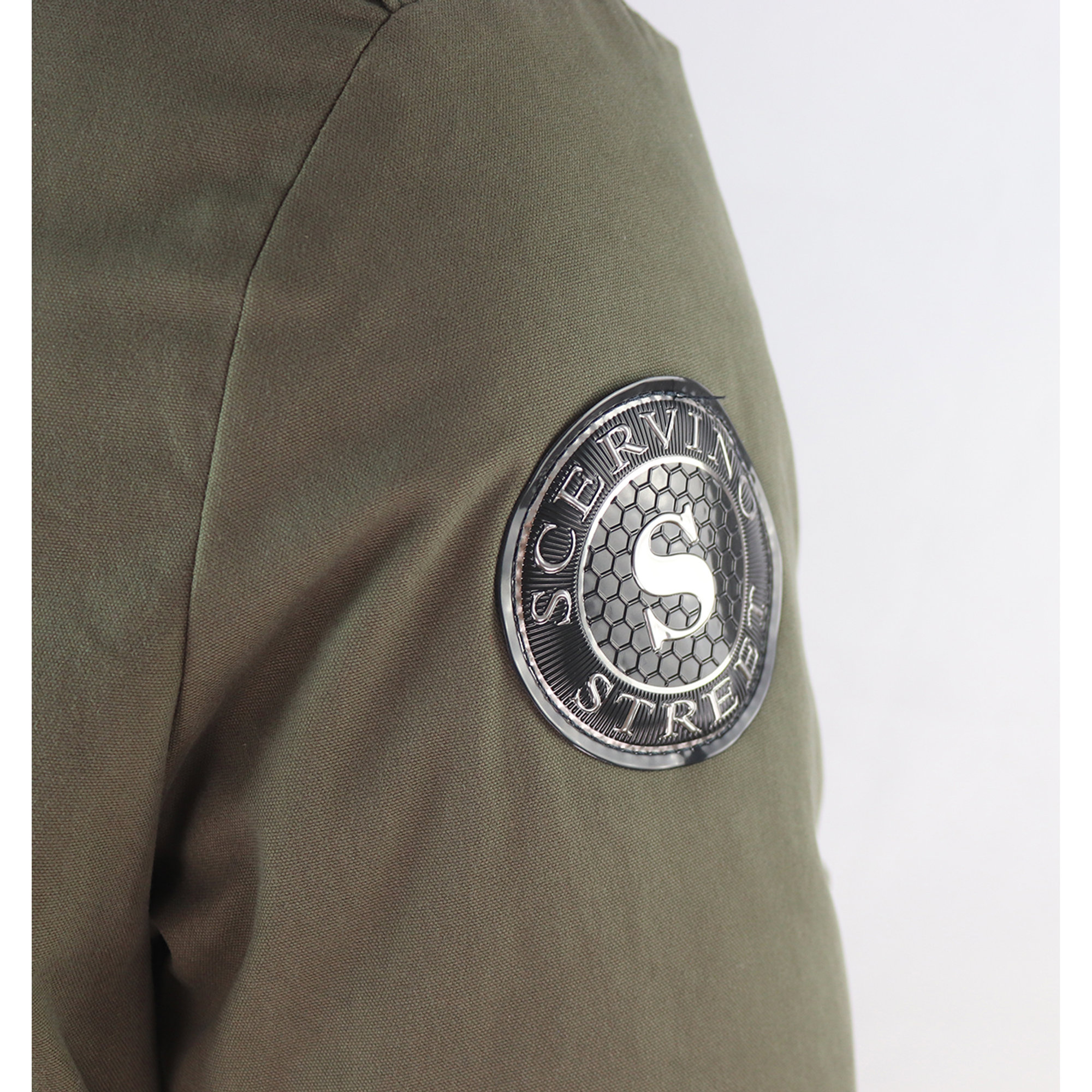 Scervino parka uomo con maniche lunghe e cappuccio verde militare Scervino vista2