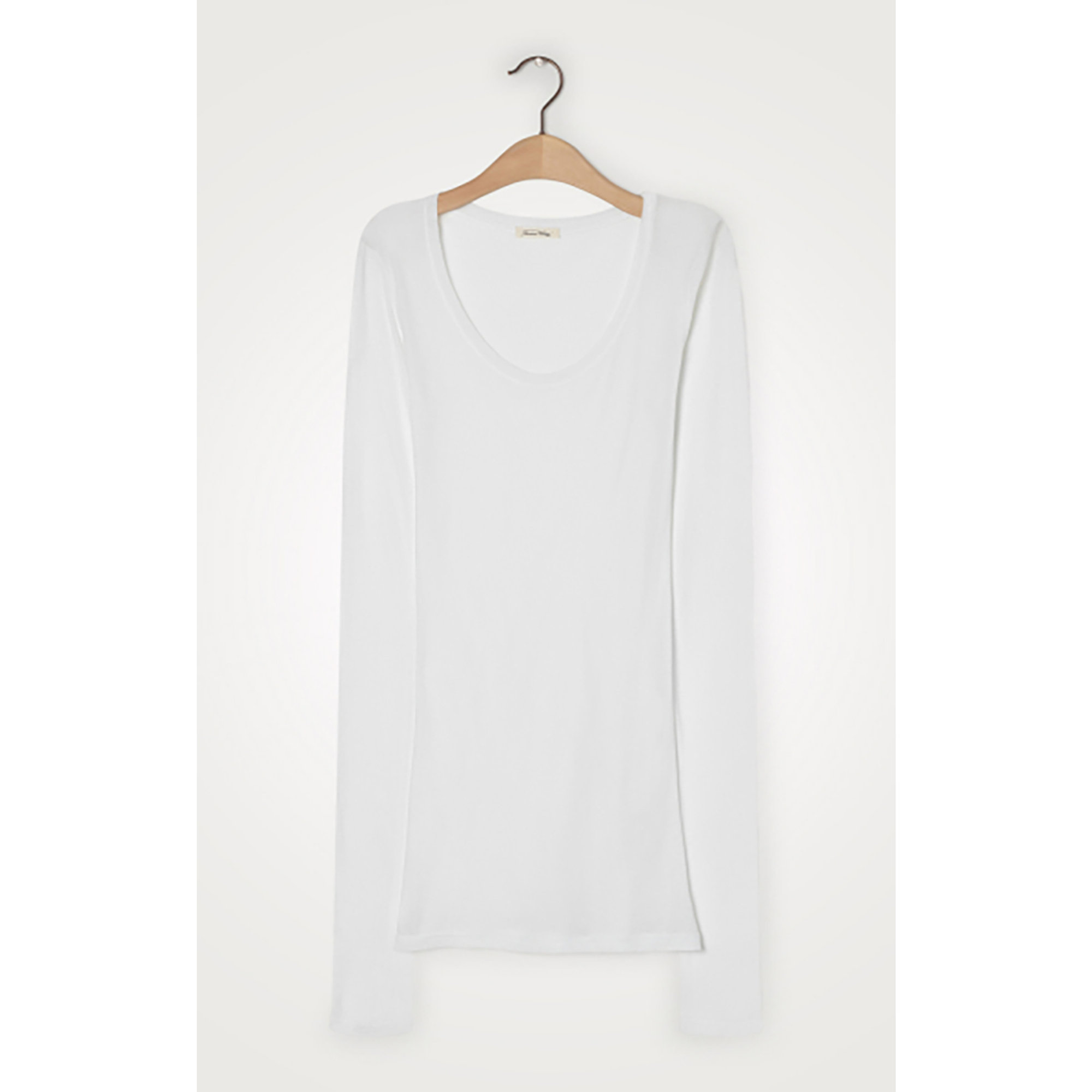 Maglia a maniche lunghe a girocollo in cotone bianco American Vintage vista0