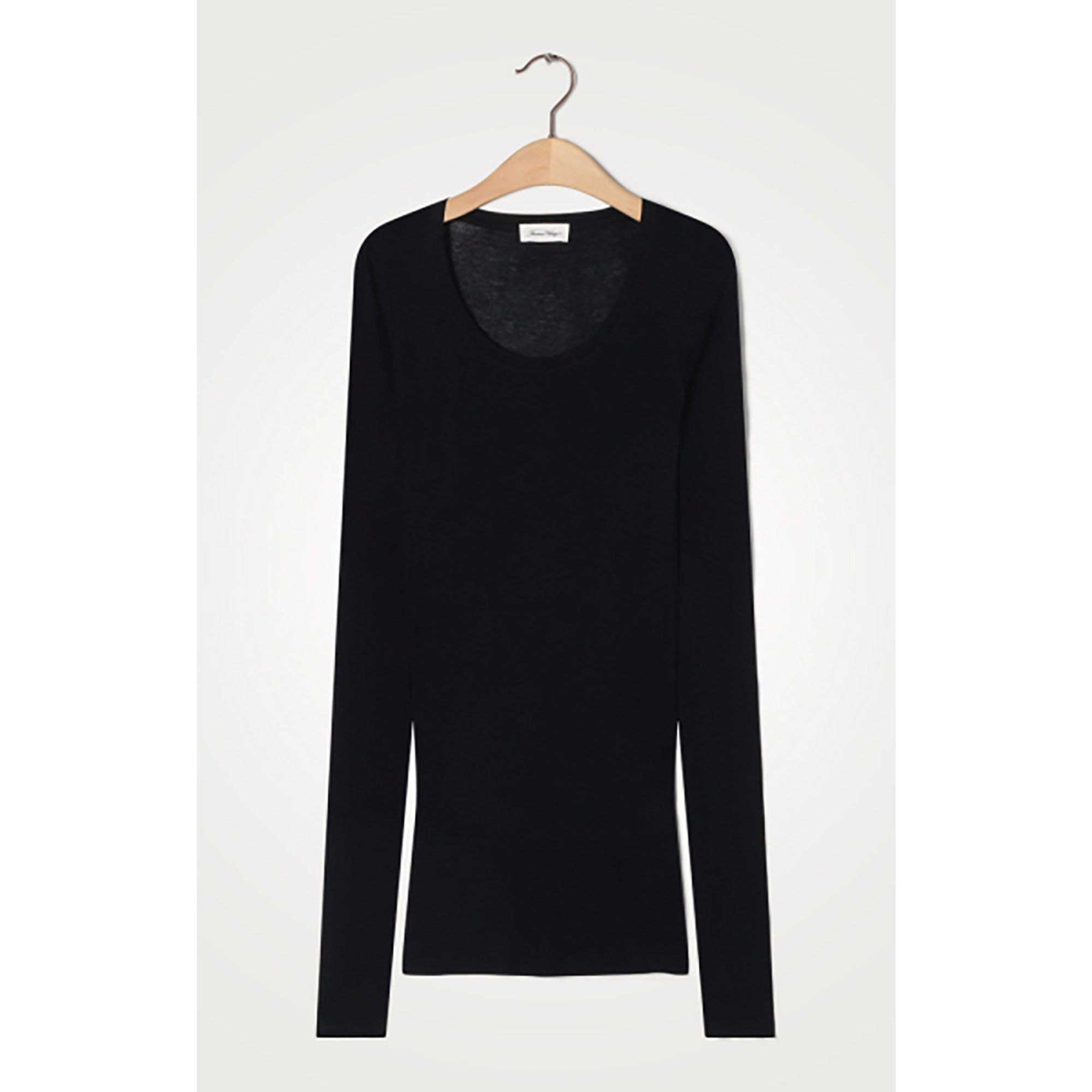 Maglia a maniche lunghe a girocollo in cotone nera American Vintage vista0