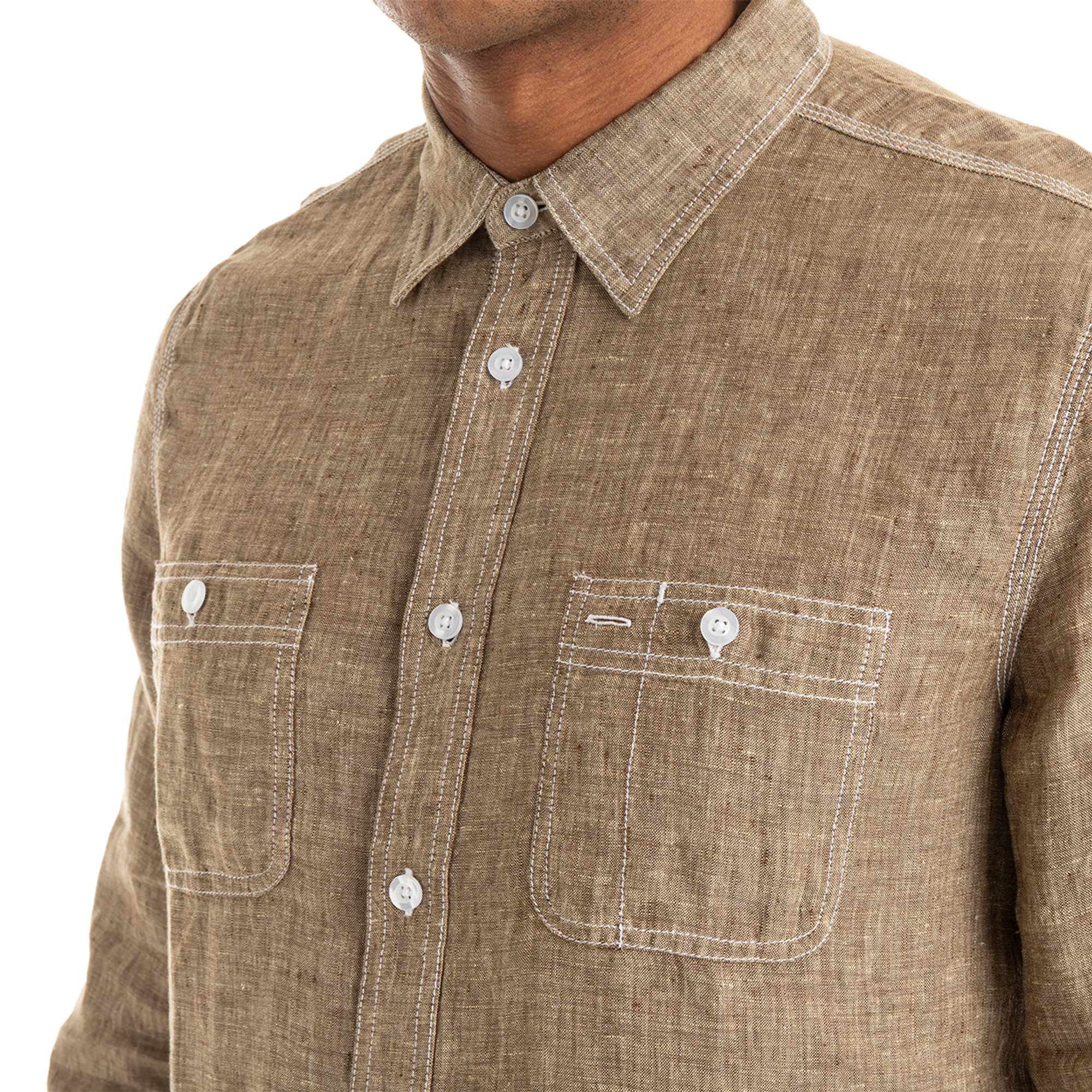 Camicia in lino con tasche scoiattolo Blauer vista1