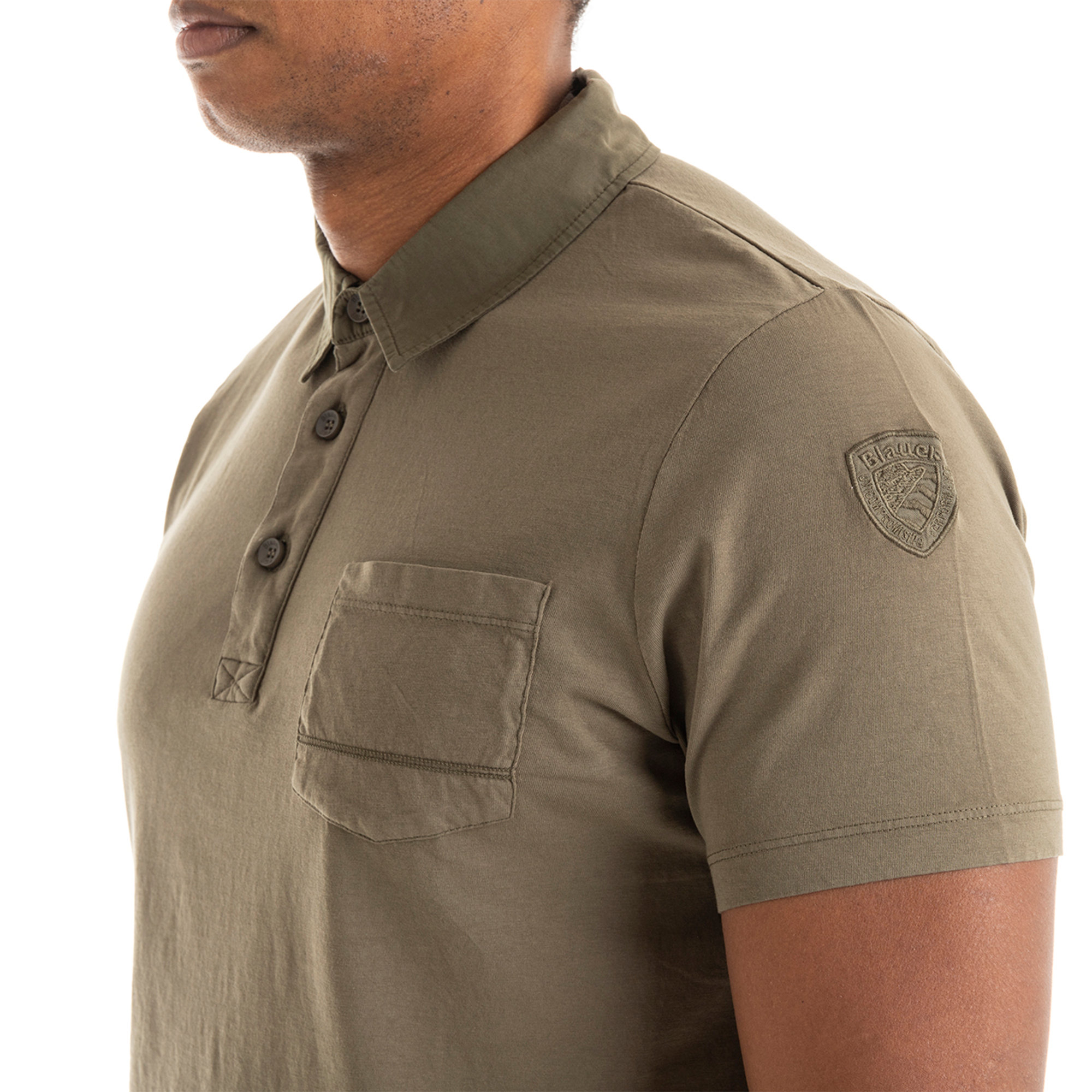 Polo con taschino verde militare Blauer vista2