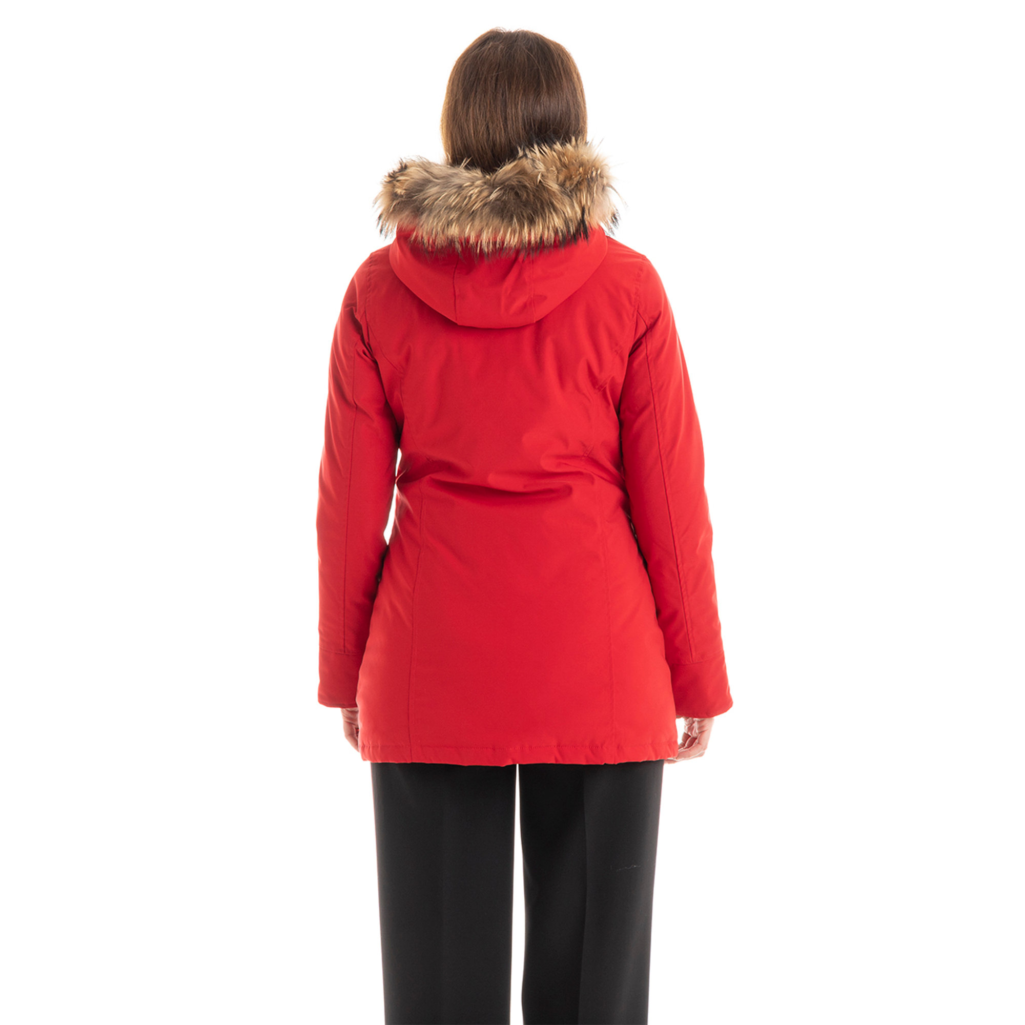 Giacca Fundy Bay con cappuccio bordato da pelliccia rosso Canadian vista3