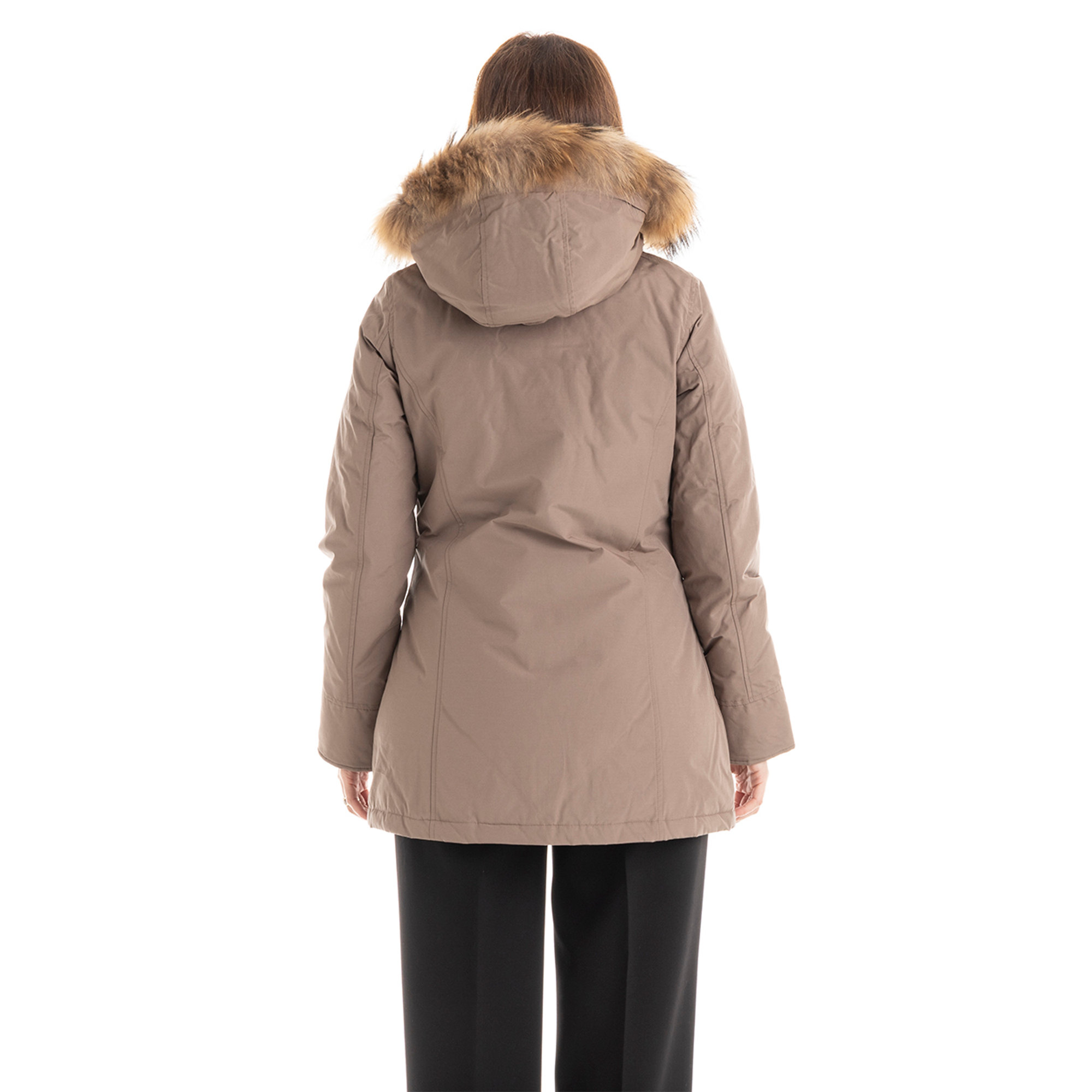 Giacca Fundy Bay con cappuccio bordato da pelliccia tortora Canadian vista1