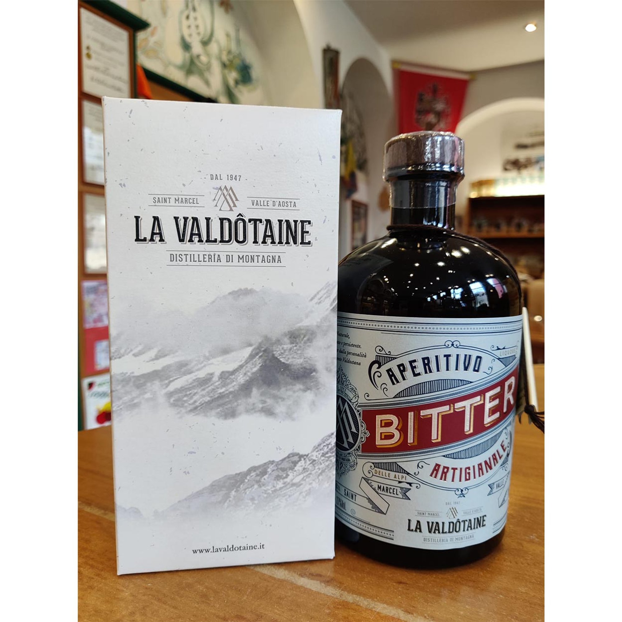 1 flaske - "Bitter" Håndlavet Aperitif 1 l med emballage La Valdotaine vista0