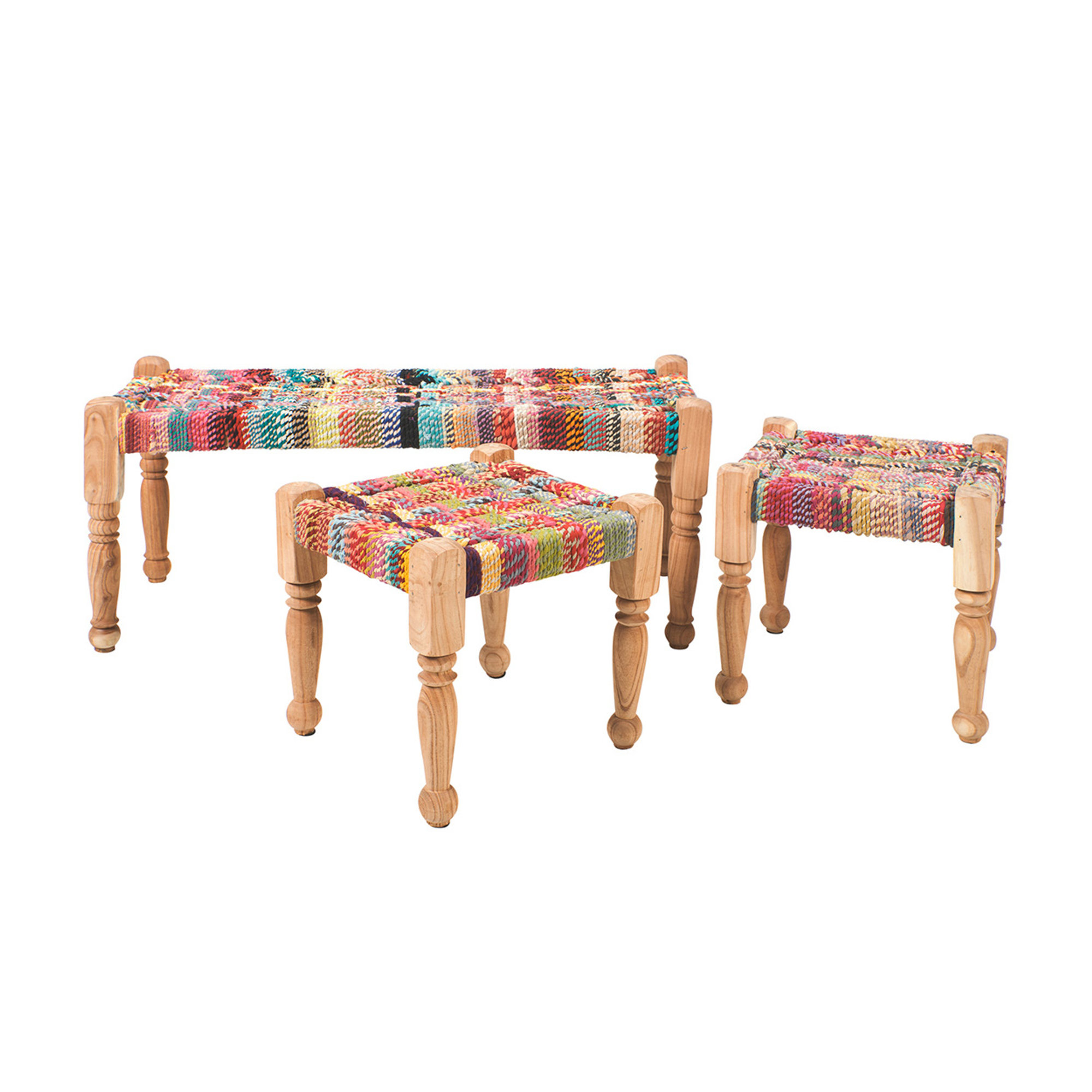 Set da 3 panca e sgabello new item, multicolore Novità Home vista0