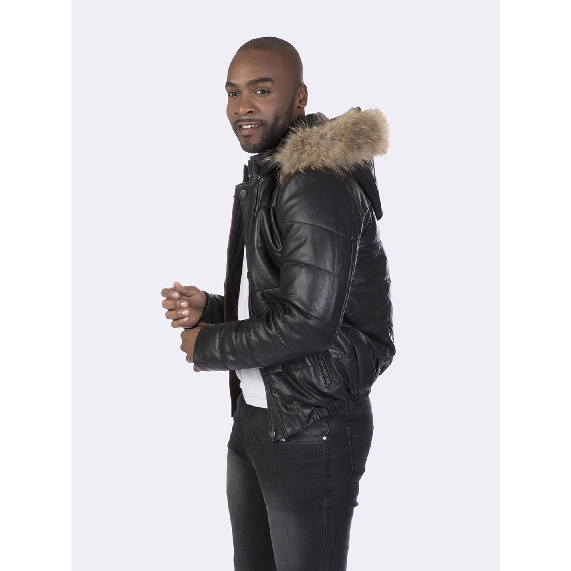 Veste en cuir George of the Sea Noir Giorgio di mare  vista2