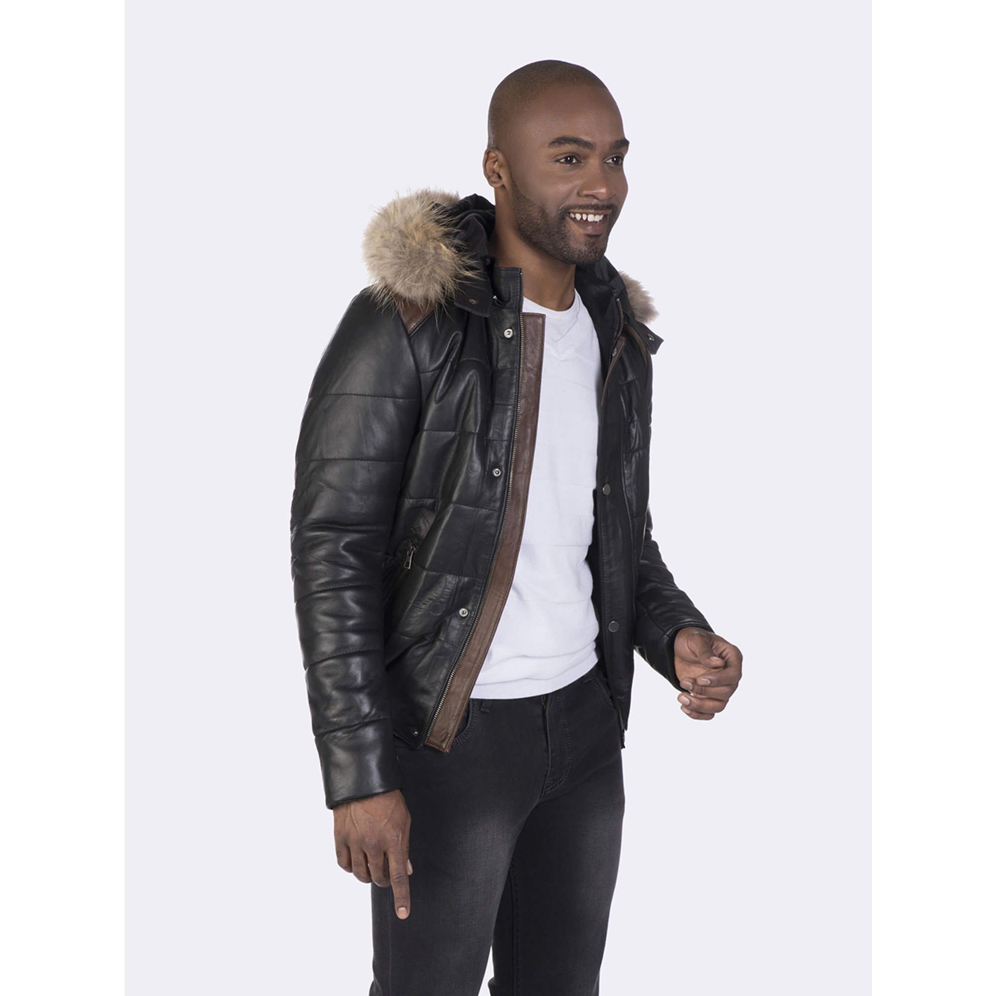 Veste en cuir George of the Sea Noir Giorgio di mare  vista0