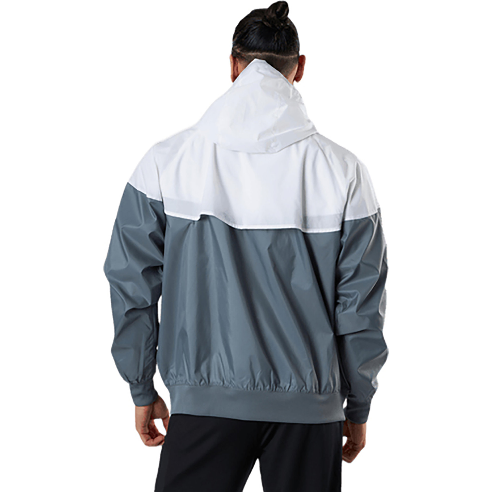 Giacca con cappuccio Nike Windrunner bianca e grigia Nike vista1