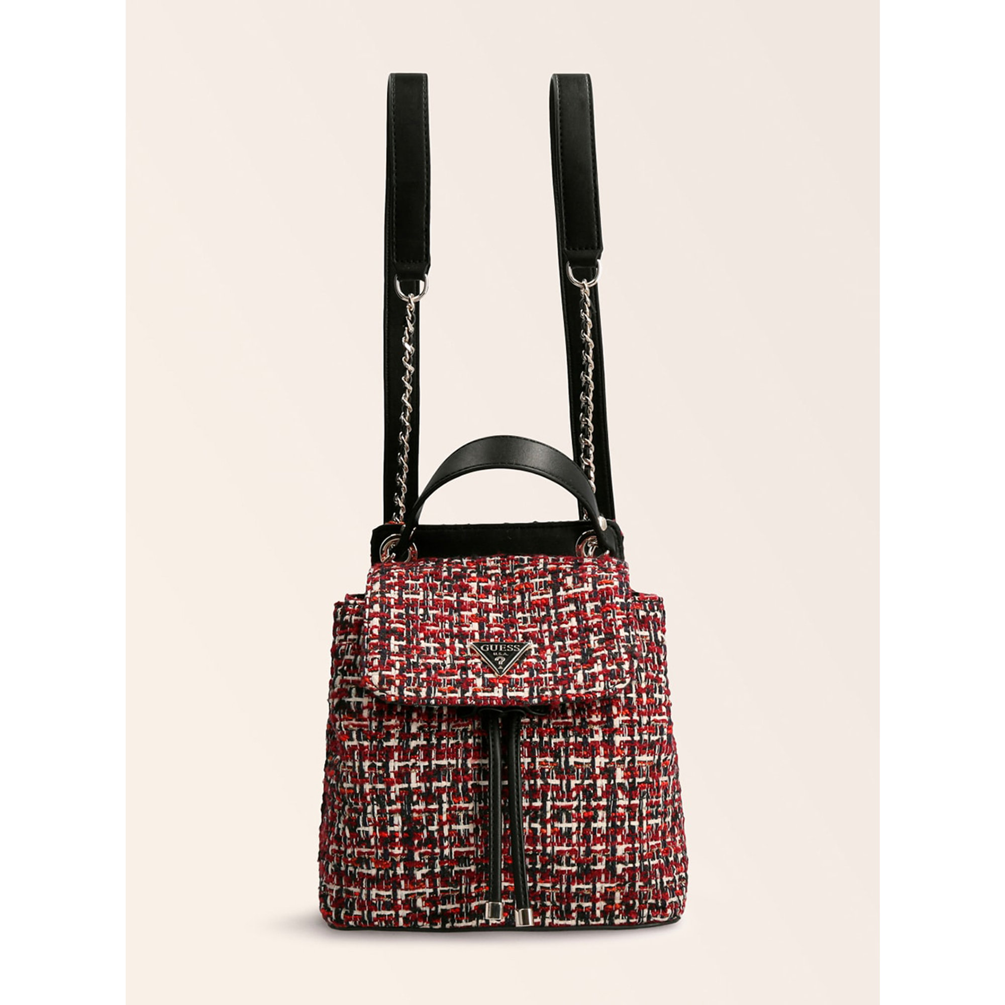 Zaino Guess cessily flap nero e rosso Guess  vista0