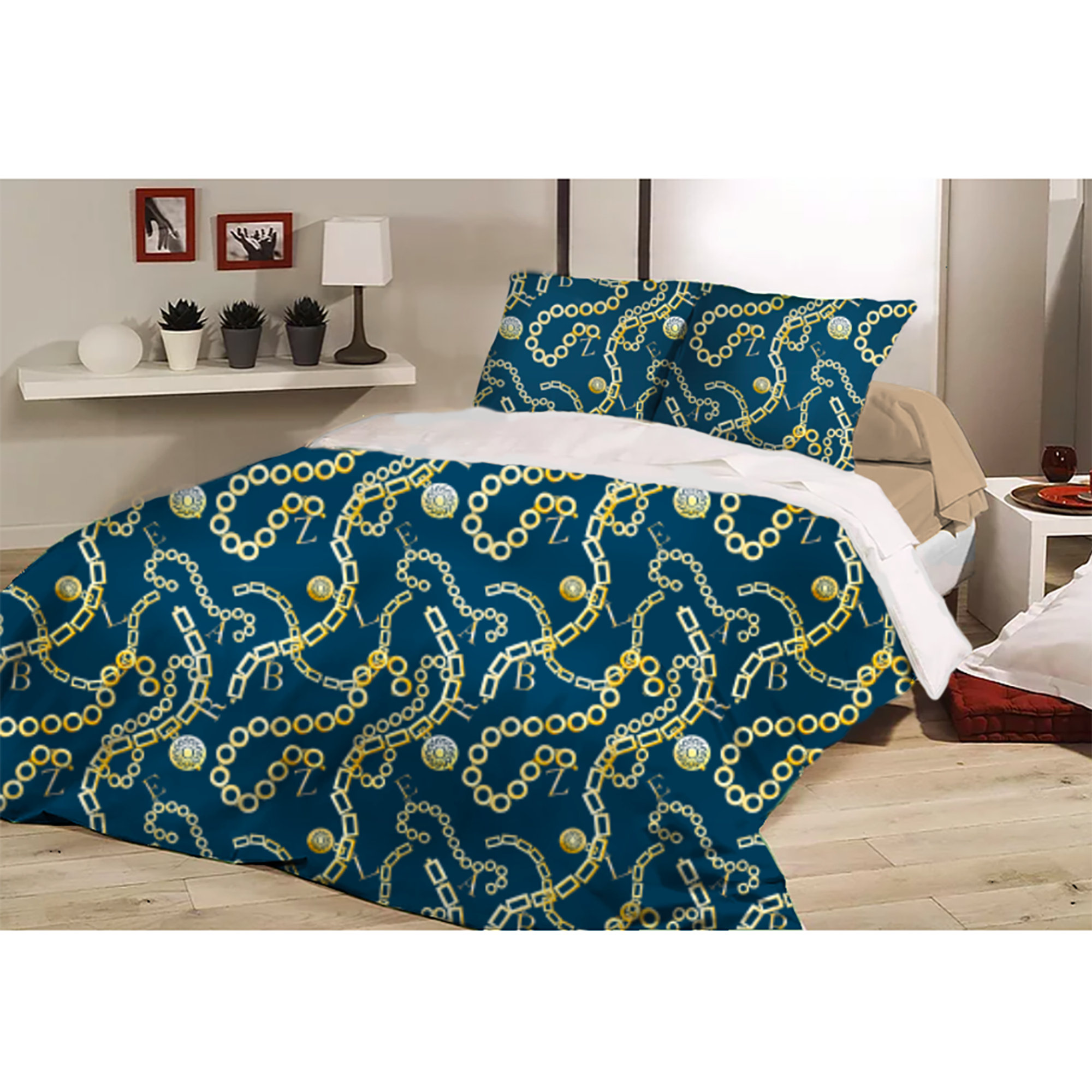 Parure Copripiumino Gold blue Blazer Charm vista0