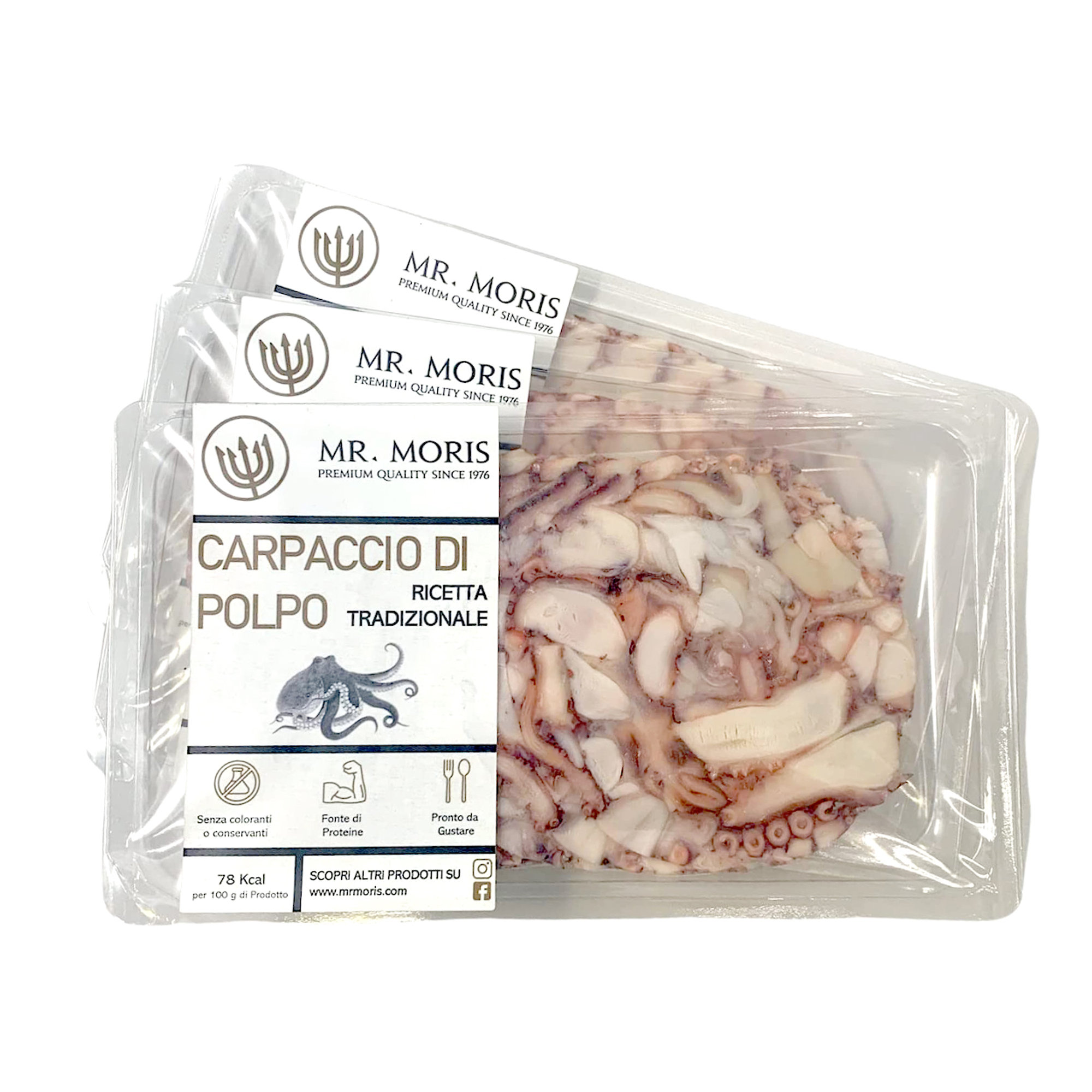 3 Packungen - Premium-Oktopus-Carpaccio Mr. Moris® | Traditionelles Rezept | ATM-Schale 80g Mr. Moris vista0