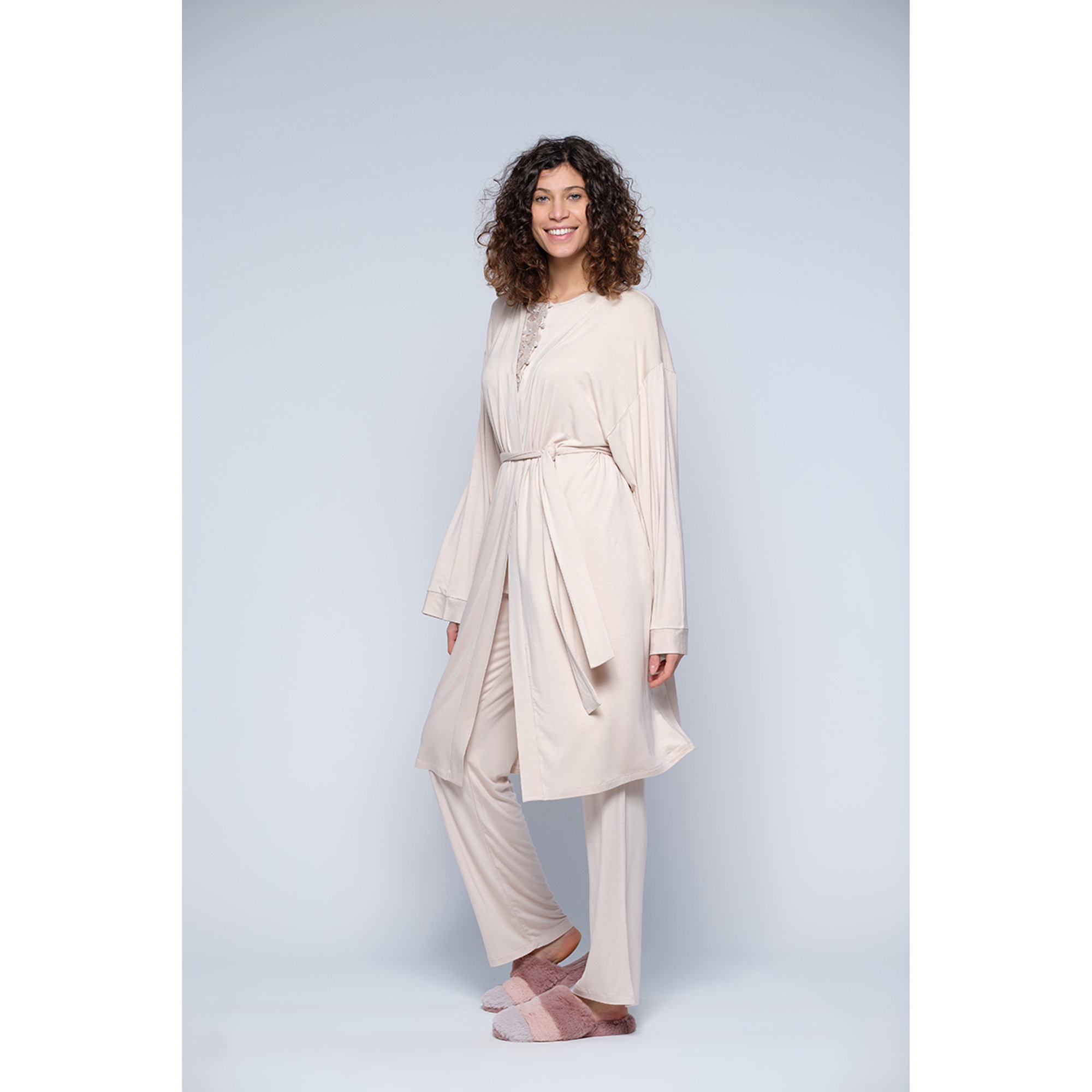 Pepita kimono da notte tinta unita cipria Pepita vista0