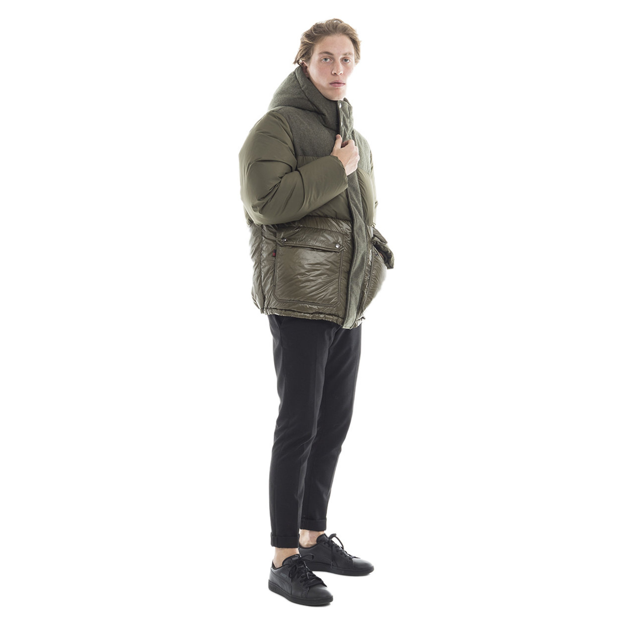 Intarsia mountain jacket verde militare Woolrich vista2