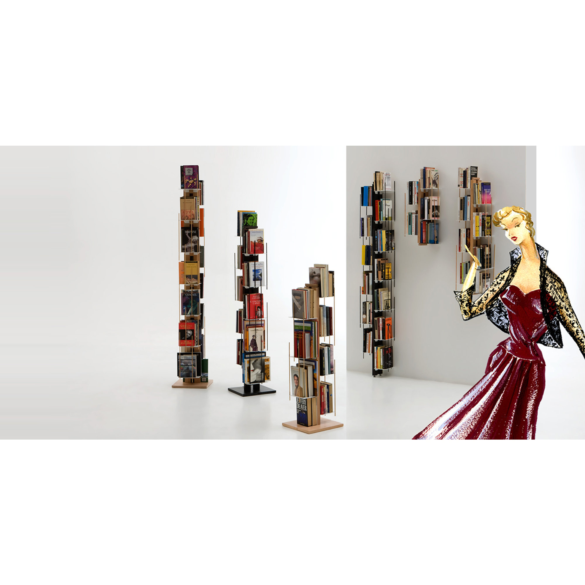Zia Veronica libreria a colonna h60 in faggio naturale Le zie di Milano vista6