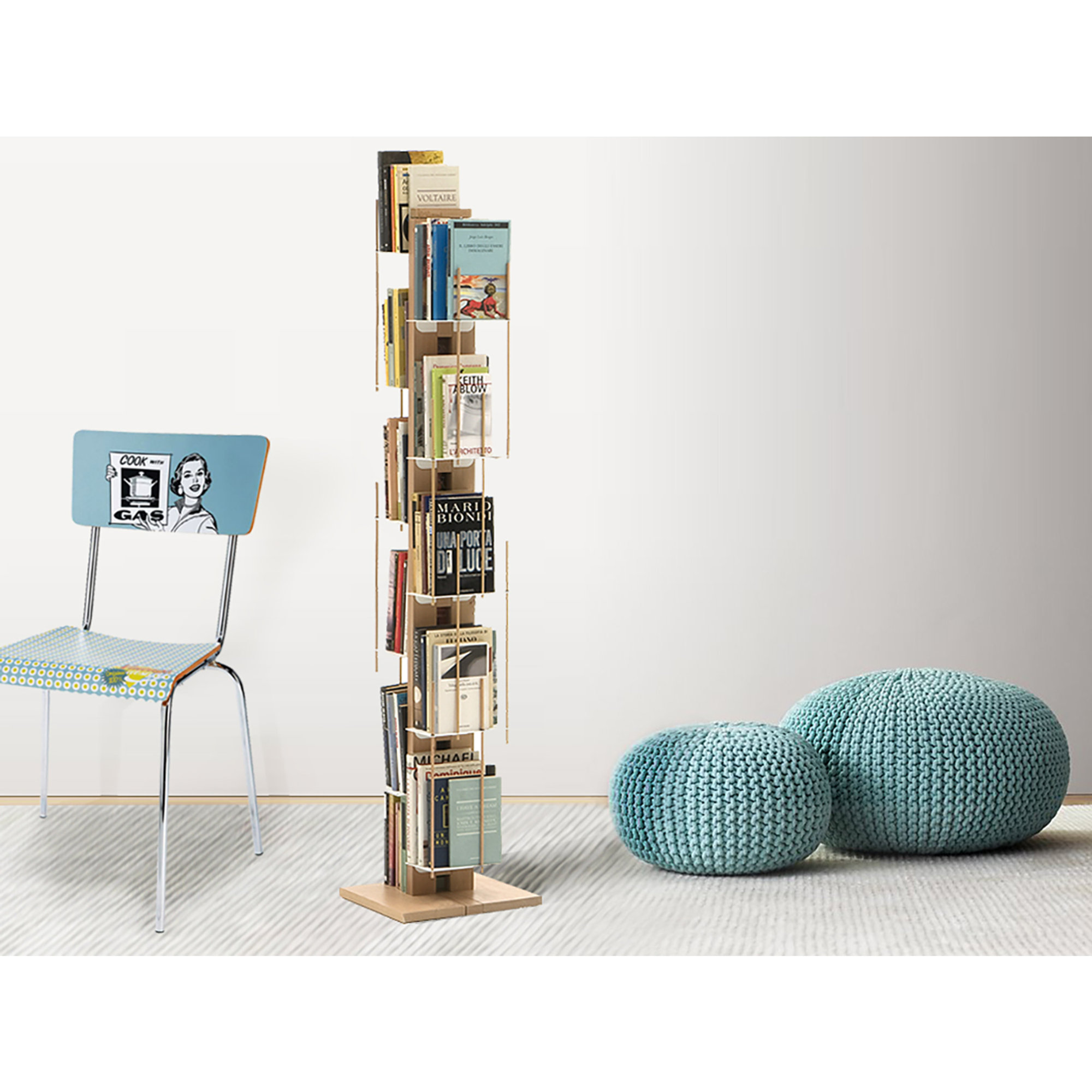 Zia Veronica libreria a colonna h105 in faggio naturale Le zie di Milano vista3