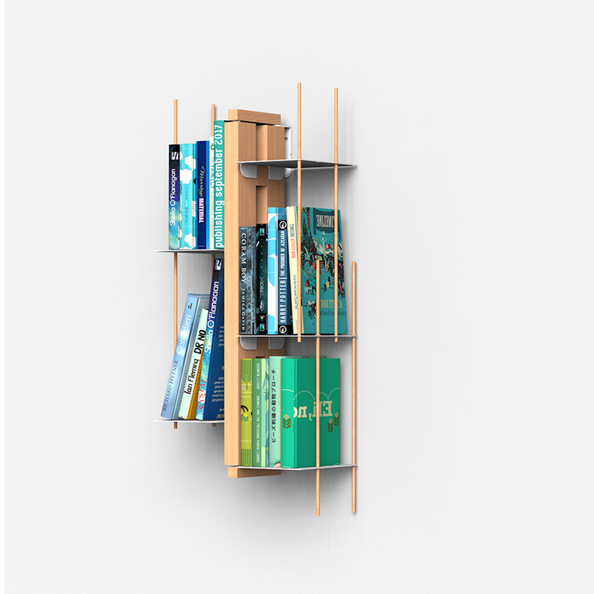 Zia Verónica libreria sospesa h 60 en faggio naturale Le Zie di Milano vista2