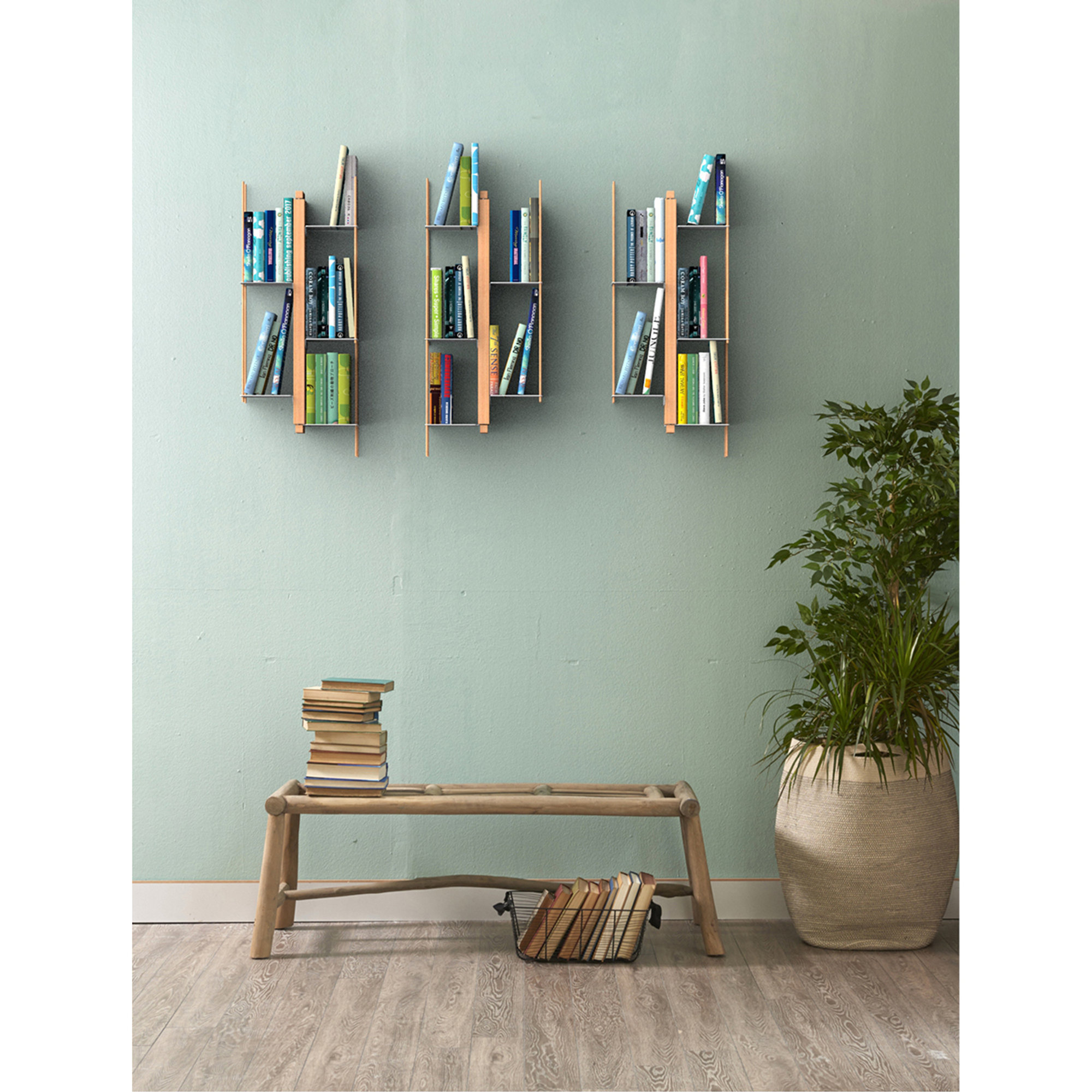 Zia Verónica libreria sospesa h 60 en faggio naturale Le Zie di Milano vista4