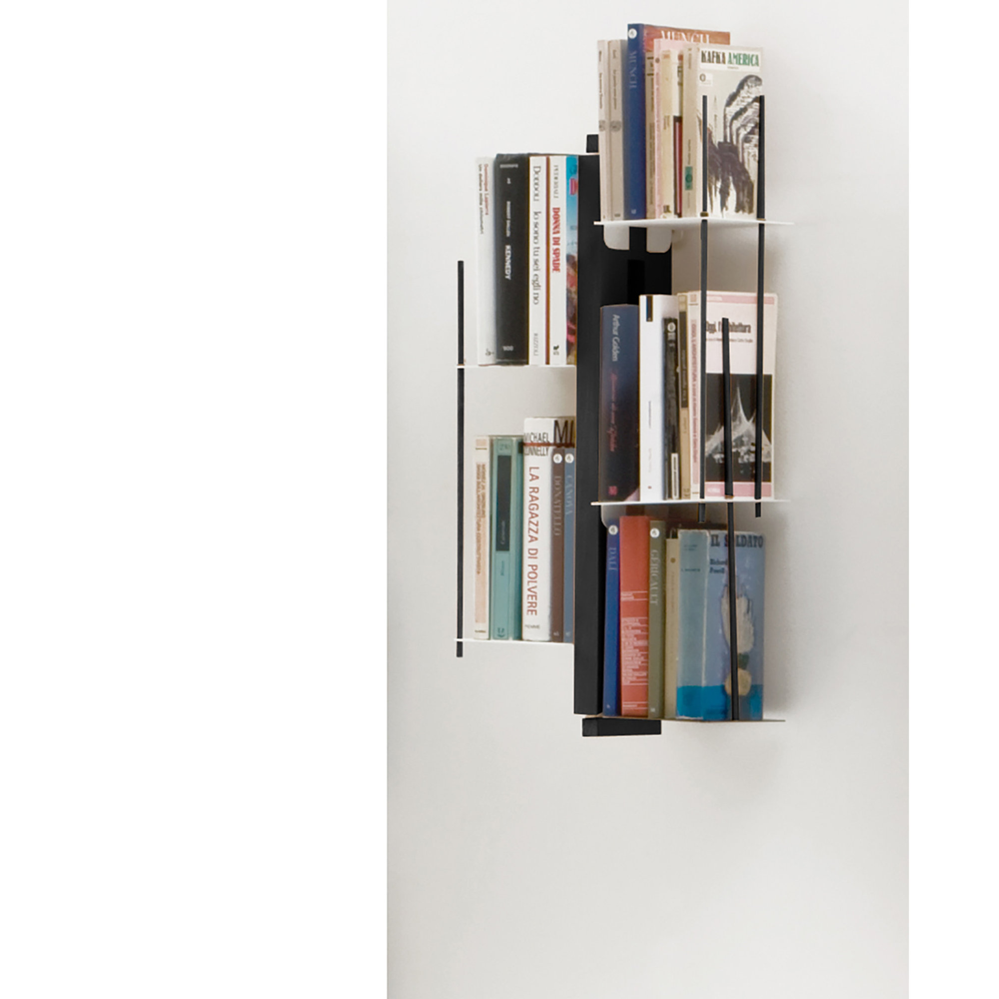 Zia Veronica libreria sospesa h 60 in faggio tinto nero Le zie di Milano vista0